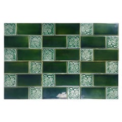 Large Number of Antique Glazed Relief Tiles, Belgium