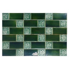 Large Number of Antique Glazed Relief Tiles, Belgium