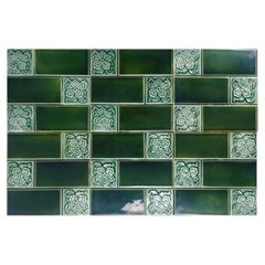 Large Number of Antique Glazed Relief Tiles, Belgium