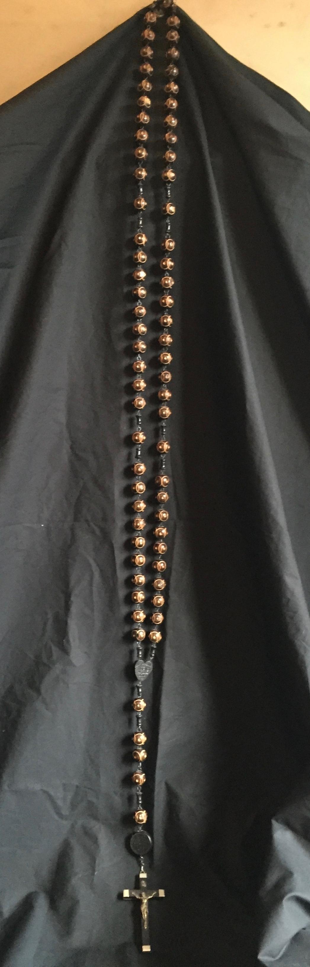 20th Century Large Nuns Rosary with Ebony Crucifix from Lourdes France For Sale