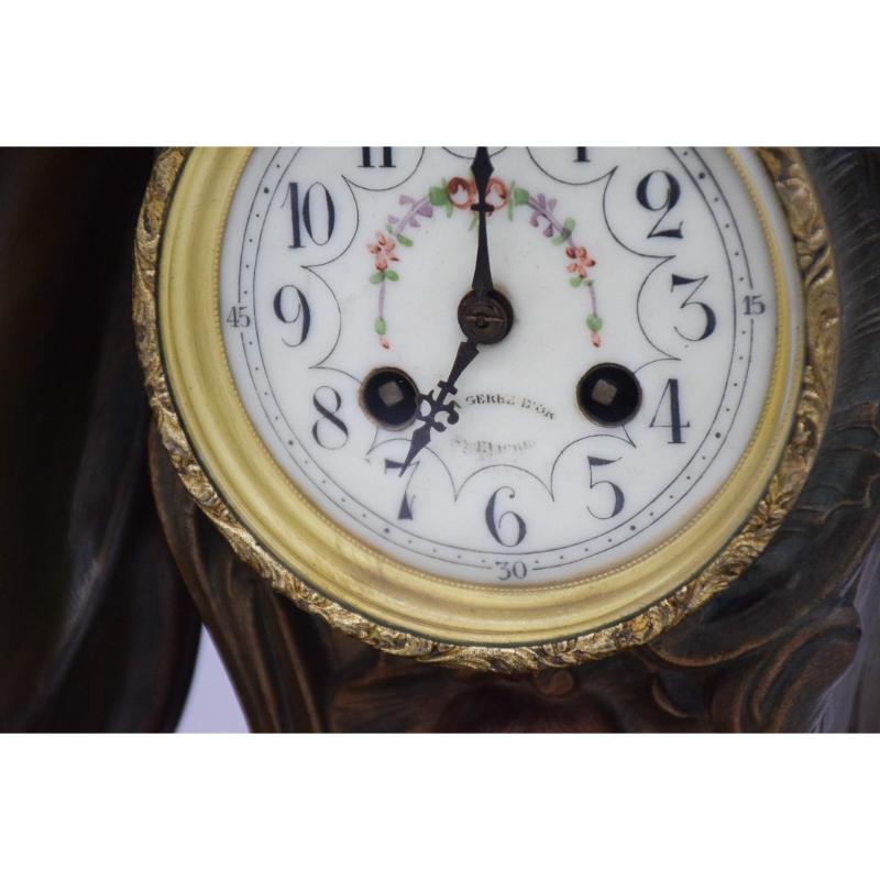 Gran Reloj Ninfa en Regula y Mármol Patinado Bronce de A. De Raudery, 1890s en venta 7