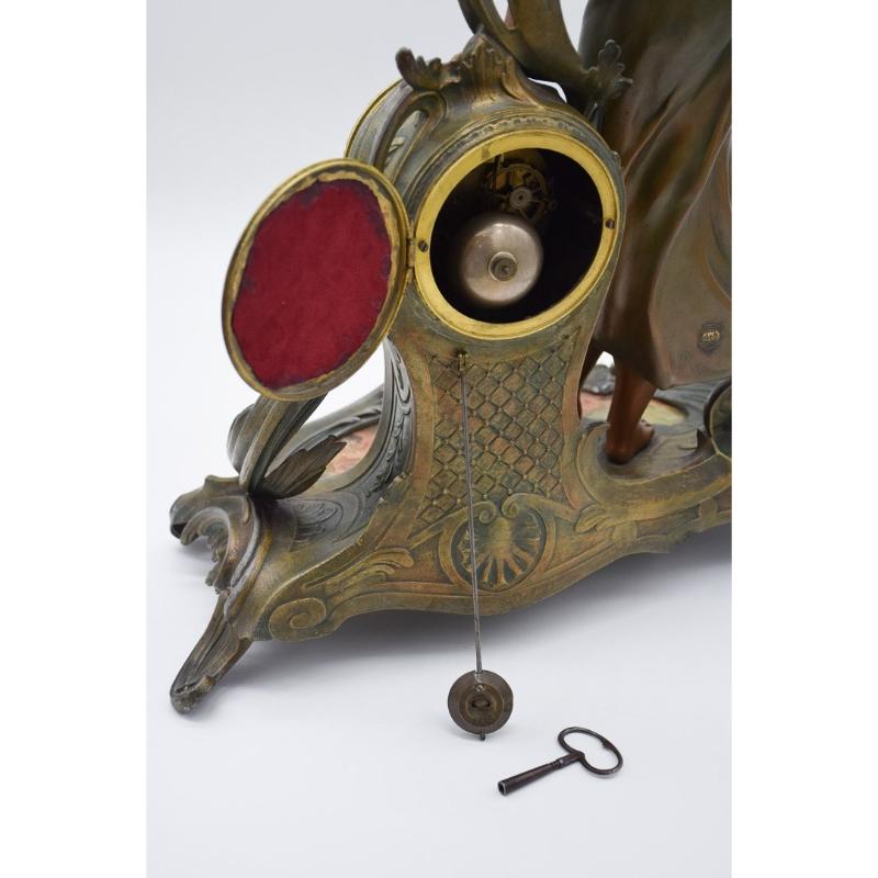 Gran Reloj Ninfa en Regula y Mármol Patinado Bronce de A. De Raudery, 1890s en venta 10