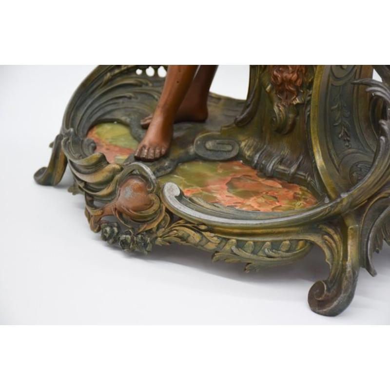 Gran Reloj Ninfa en Regula y Mármol Patinado Bronce de A. De Raudery, 1890s Art Nouveau en venta