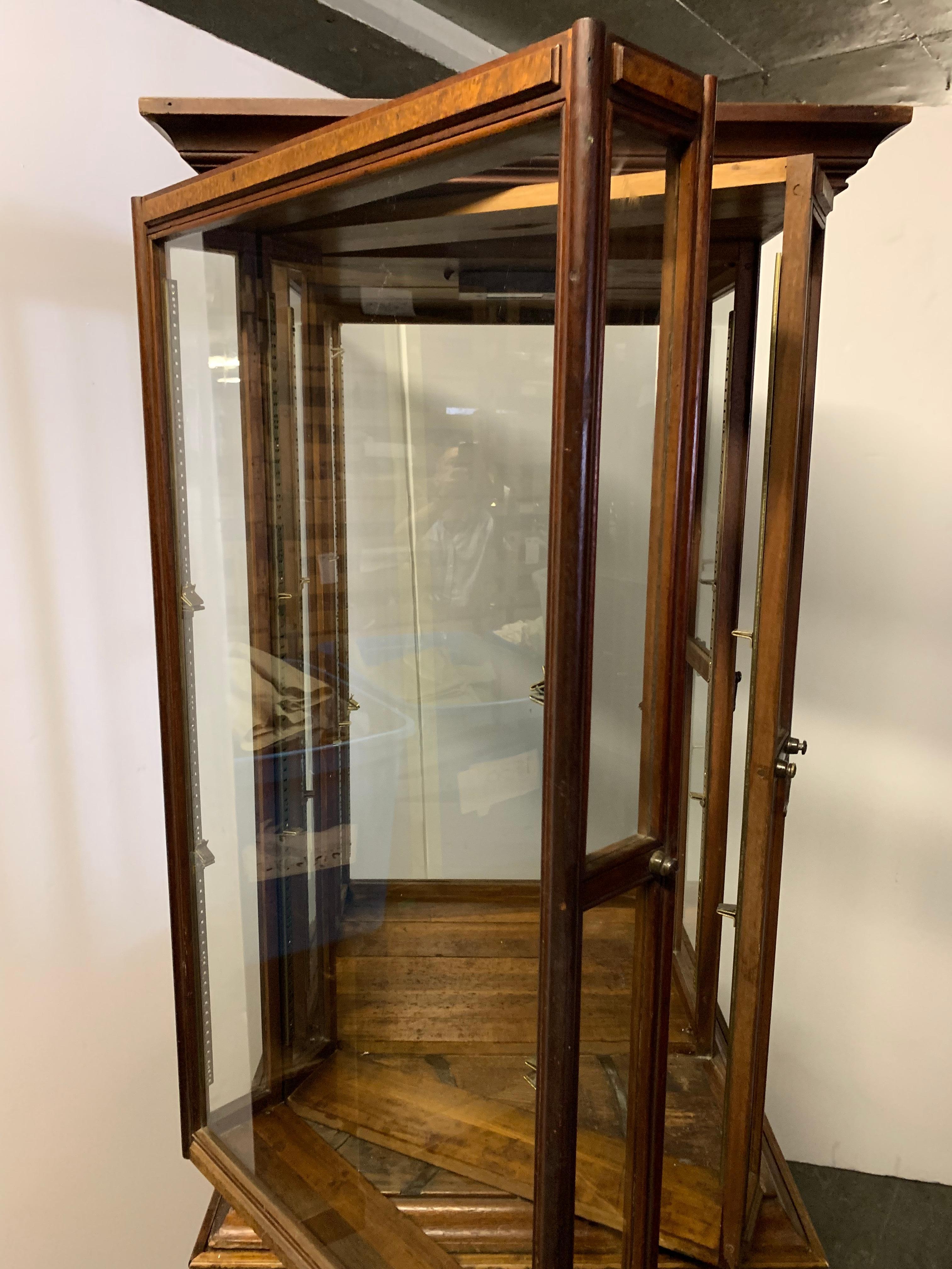 Large Oak 4 Fan Ribbon Display Cabinet on Later Stand 4