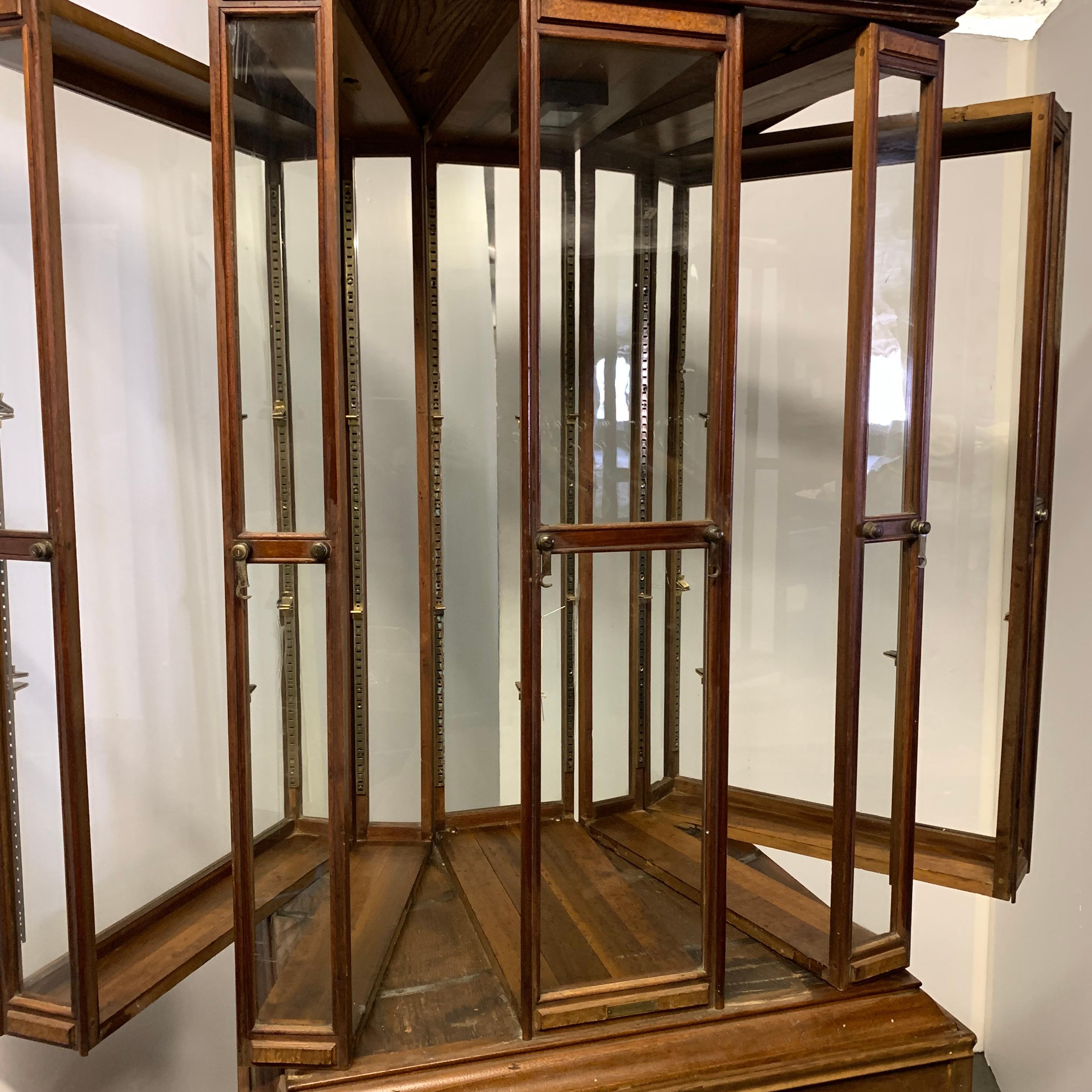 Large Oak 4 Fan Ribbon Display Cabinet on Later Stand 7