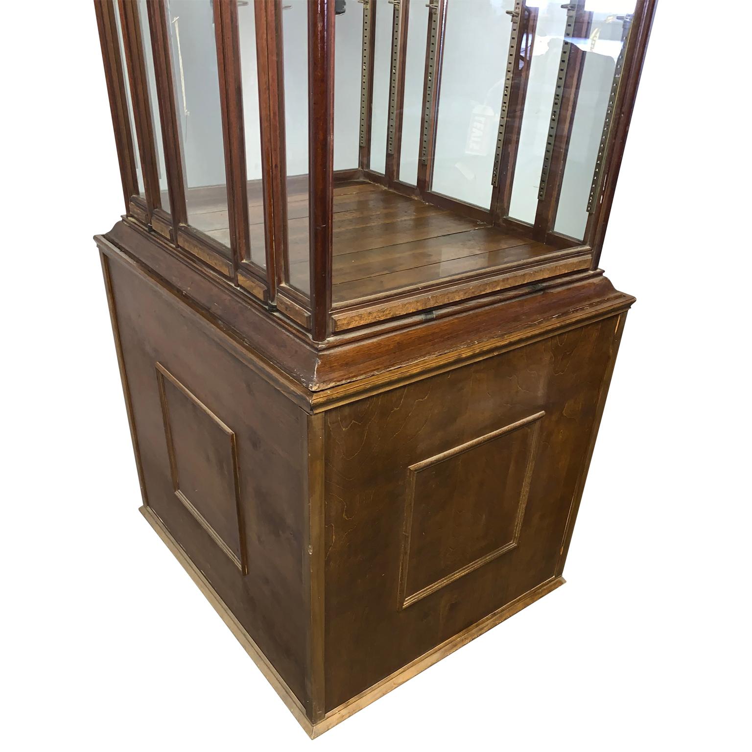 20th Century Large Oak 4 Fan Ribbon Display Cabinet on Later Stand