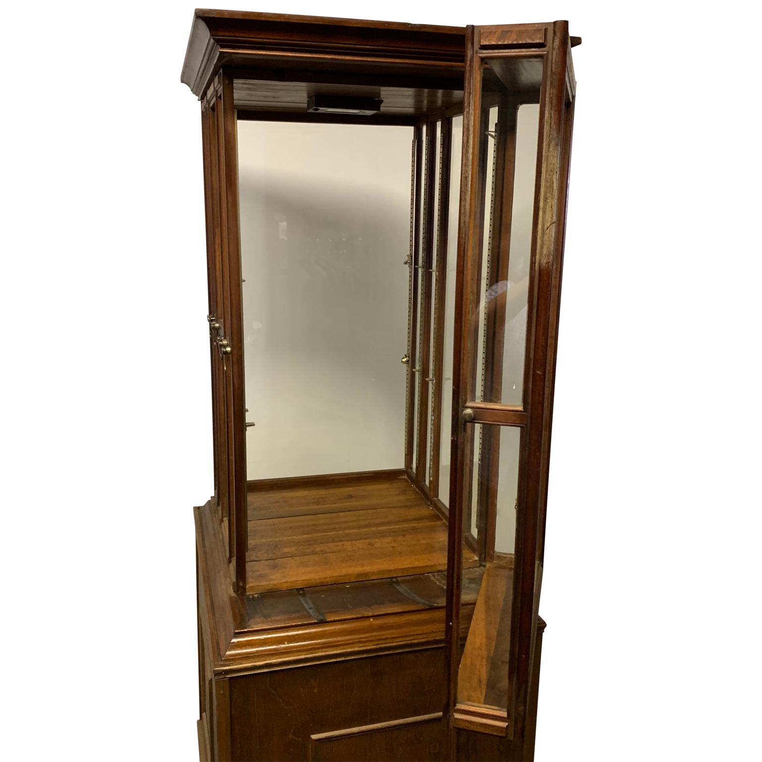 Large Oak 4 Fan Ribbon Display Cabinet on Later Stand 1
