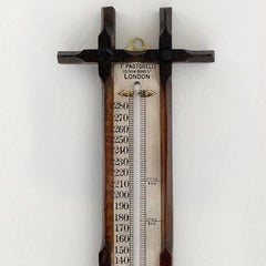 Large Oak Admiral Fitzroy Cased Wall Thermometer by Pastorelli of Bond Street