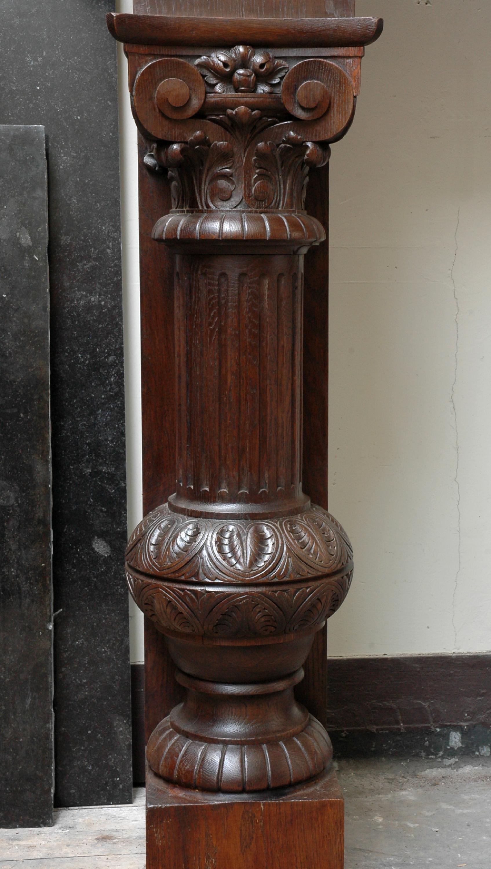 Large Oak Antique Mantel with Hood from a Chateau For Sale 3