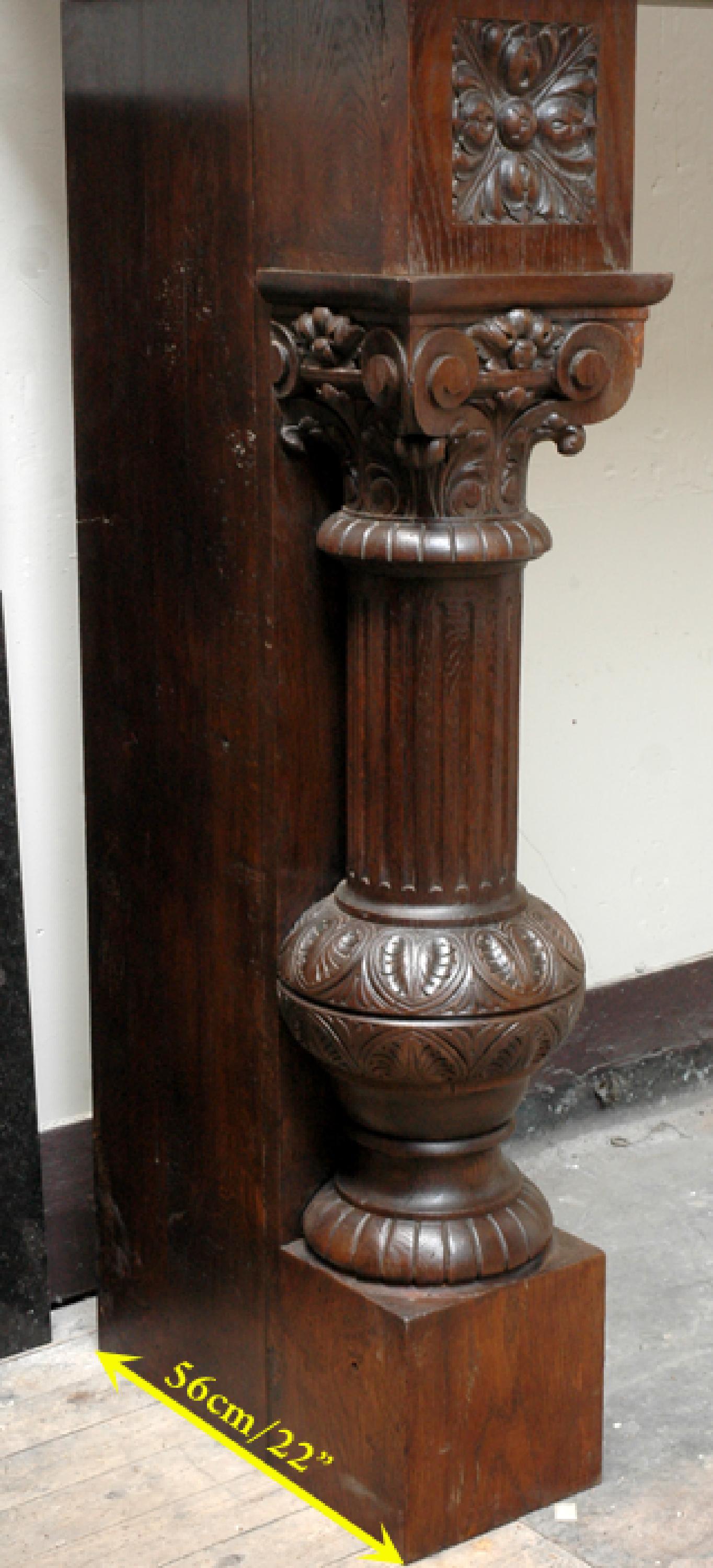 Large Oak Antique Mantel with Hood from a Chateau For Sale 4