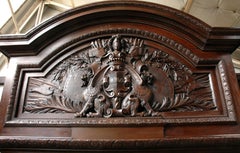 Large Oak Antique Mantel with Hood from a Chateau