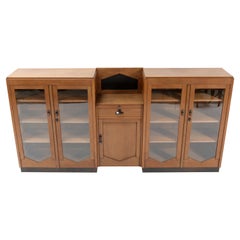 Large Oak Art Deco Amsterdam School Bookcase, 1920s