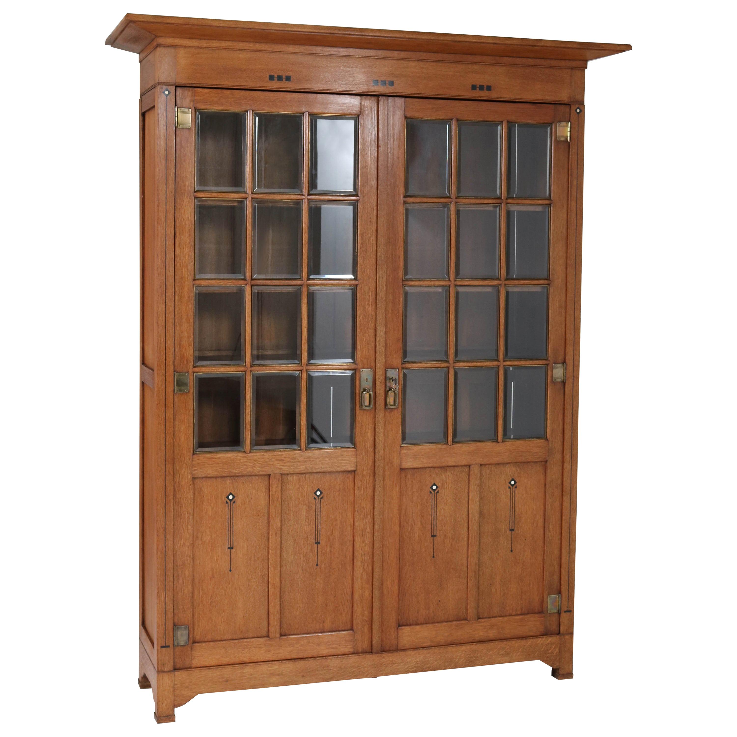 Large Art Deco Bookcase in Oak, circa 1940 at 1stDibs