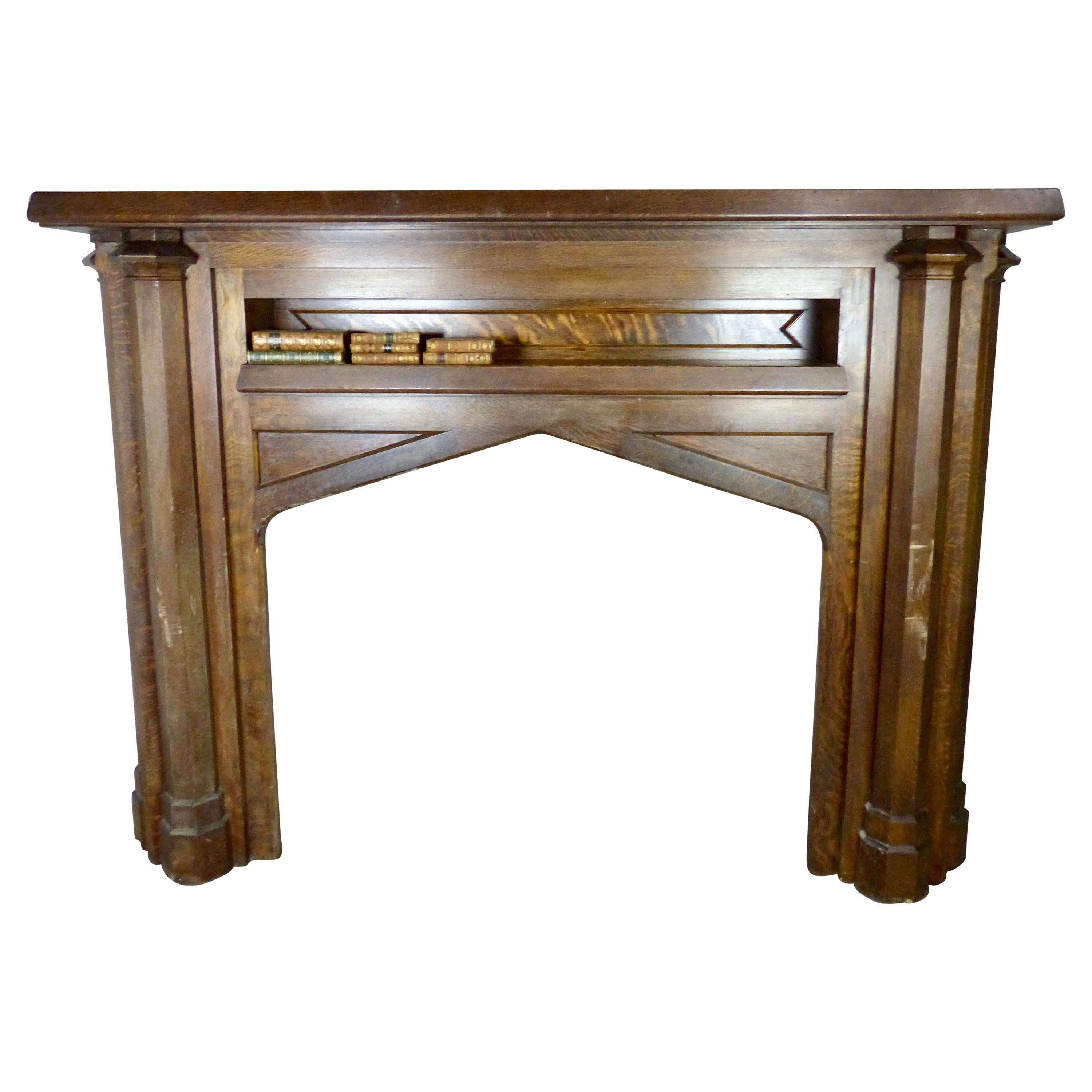 Large Oak Arts & Crafts Fireplace Mantel Surround, circa 1920