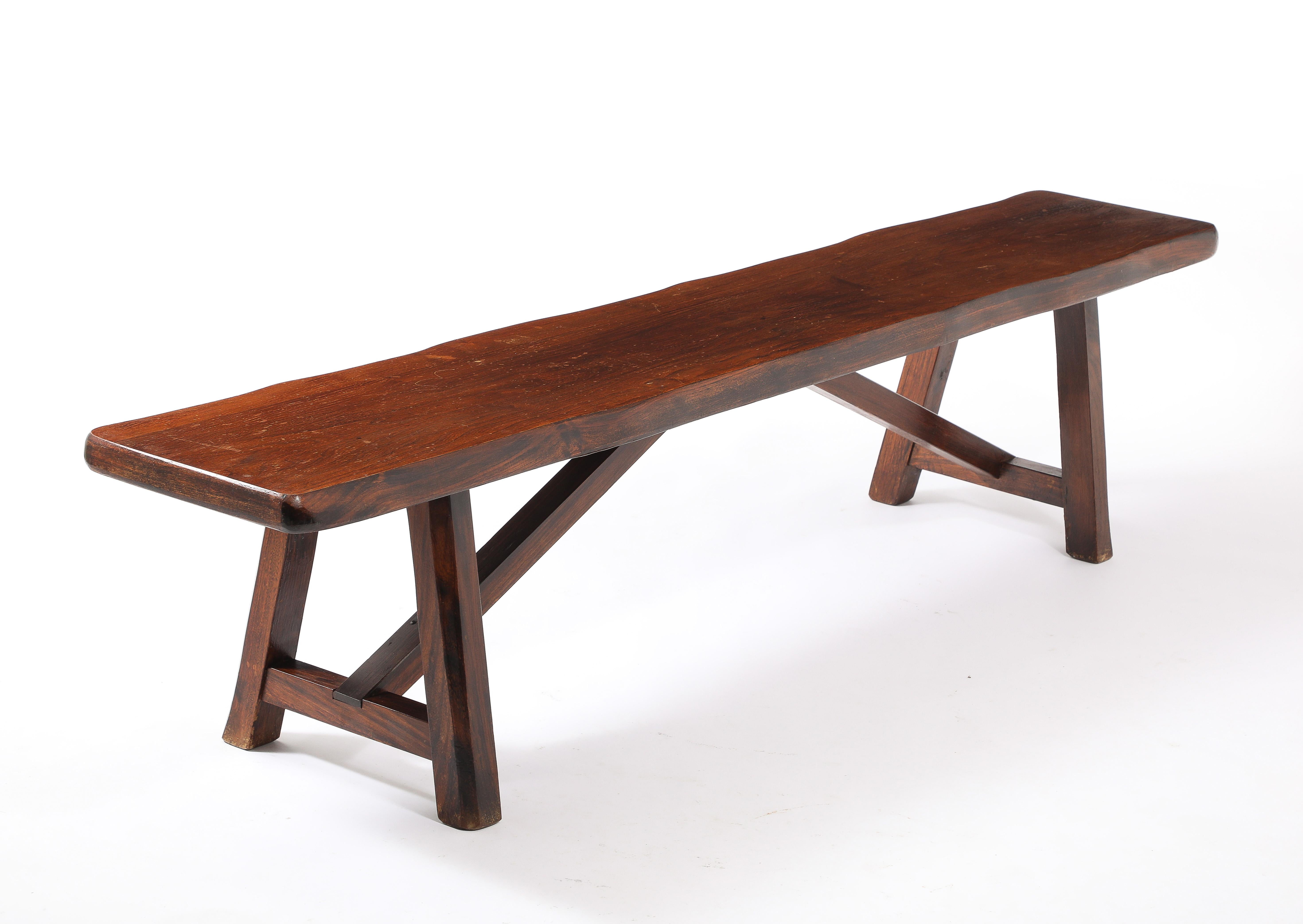 Large Oak Bench, France 1950's in vendita 4