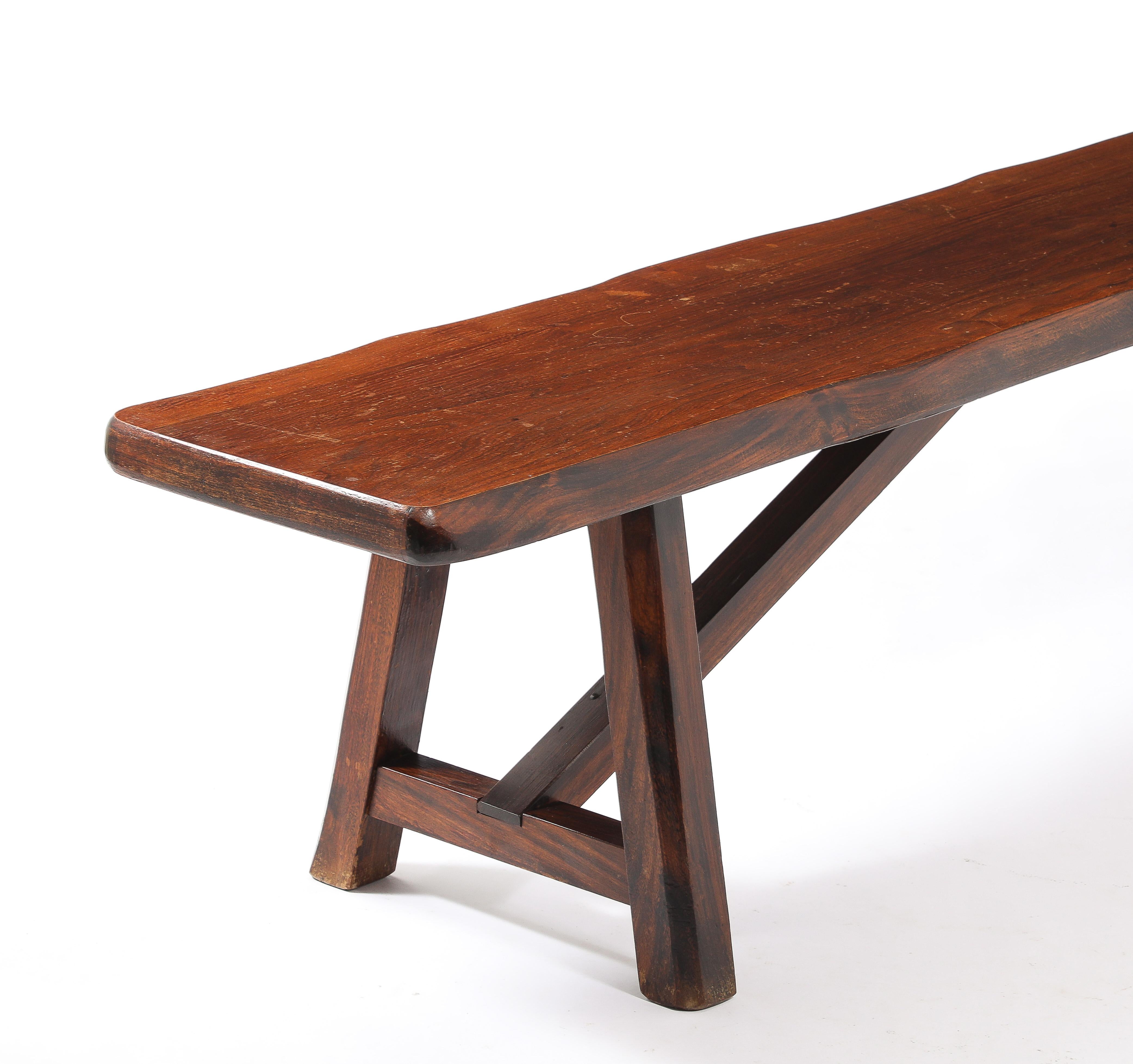 Large Oak Bench, France 1950's in vendita 5