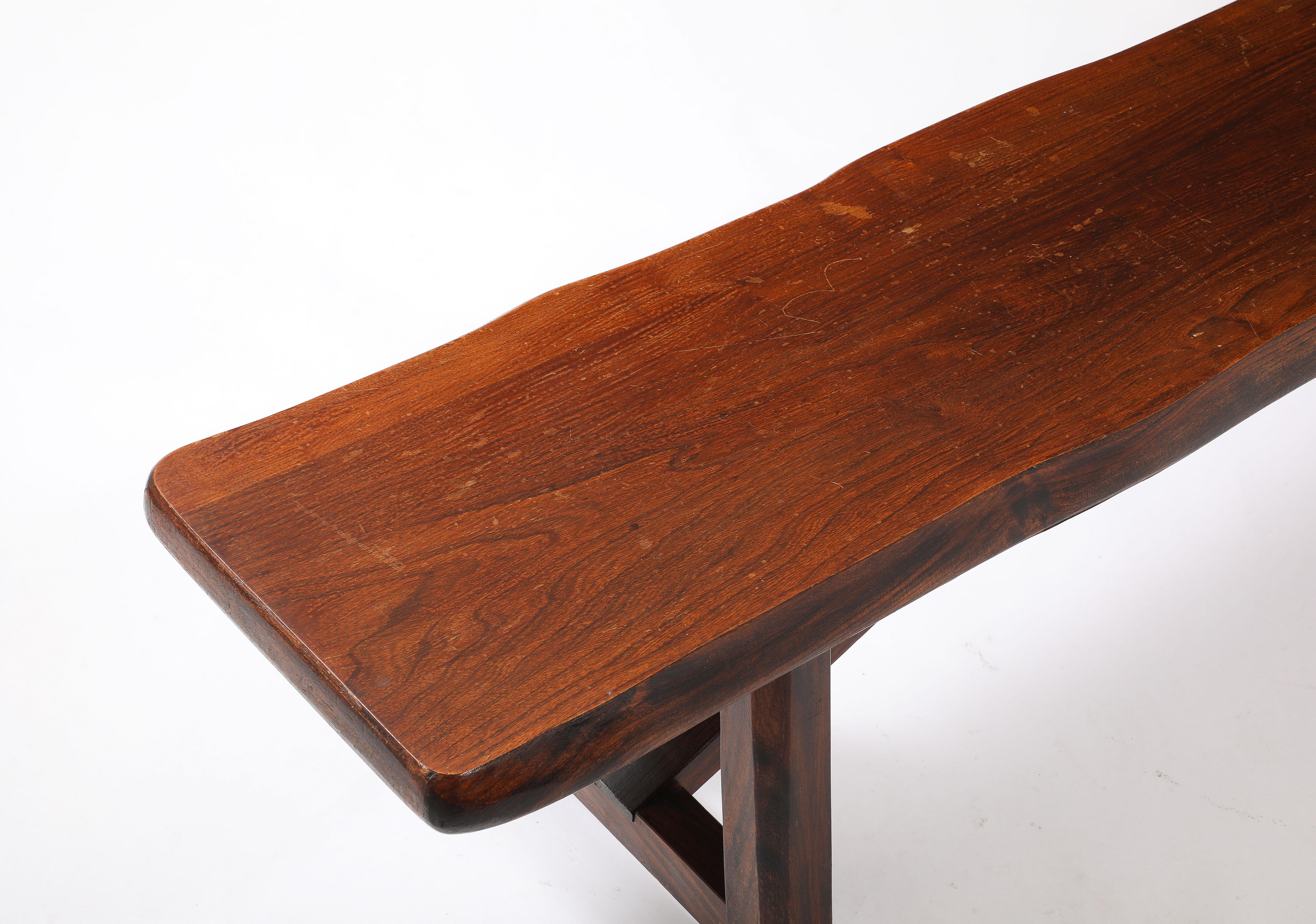 Large Oak Bench, France 1950's in vendita 6