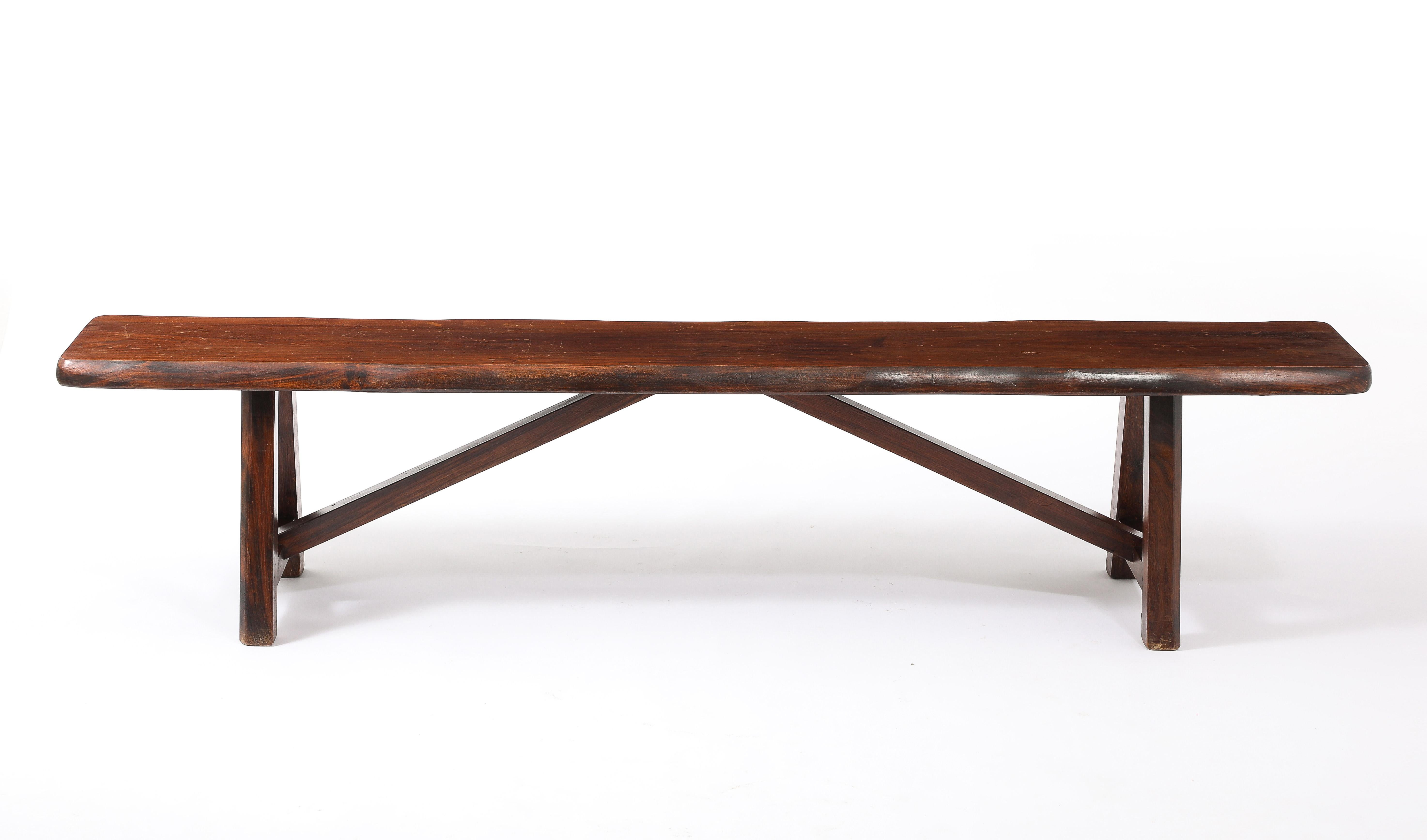 Large Oak Bench, France 1950's in vendita 7