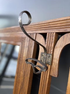 Large Oak Bistro coat Mirror, France, 1950s