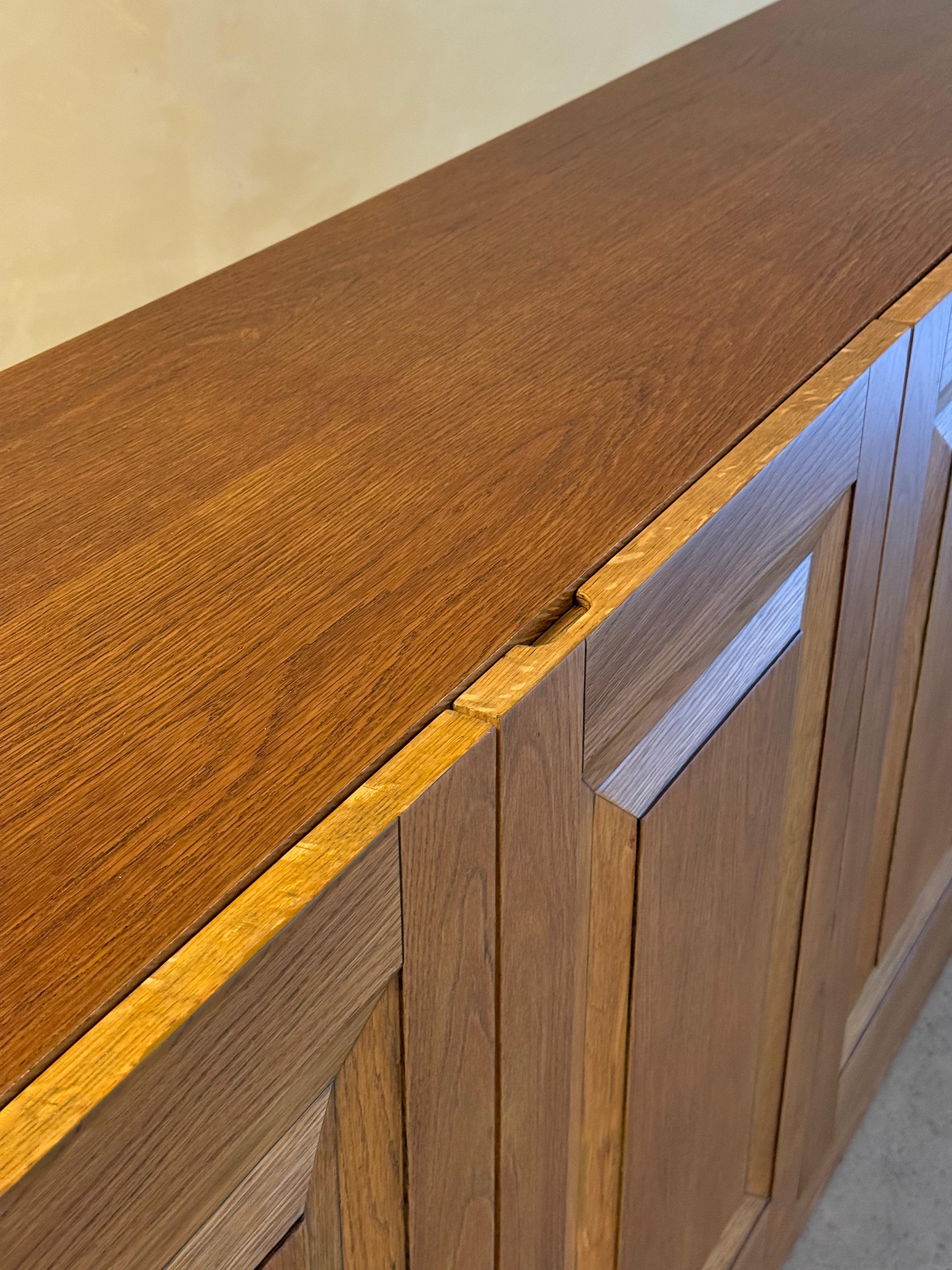 Large Oak Brutalist Credenza For Sale 5