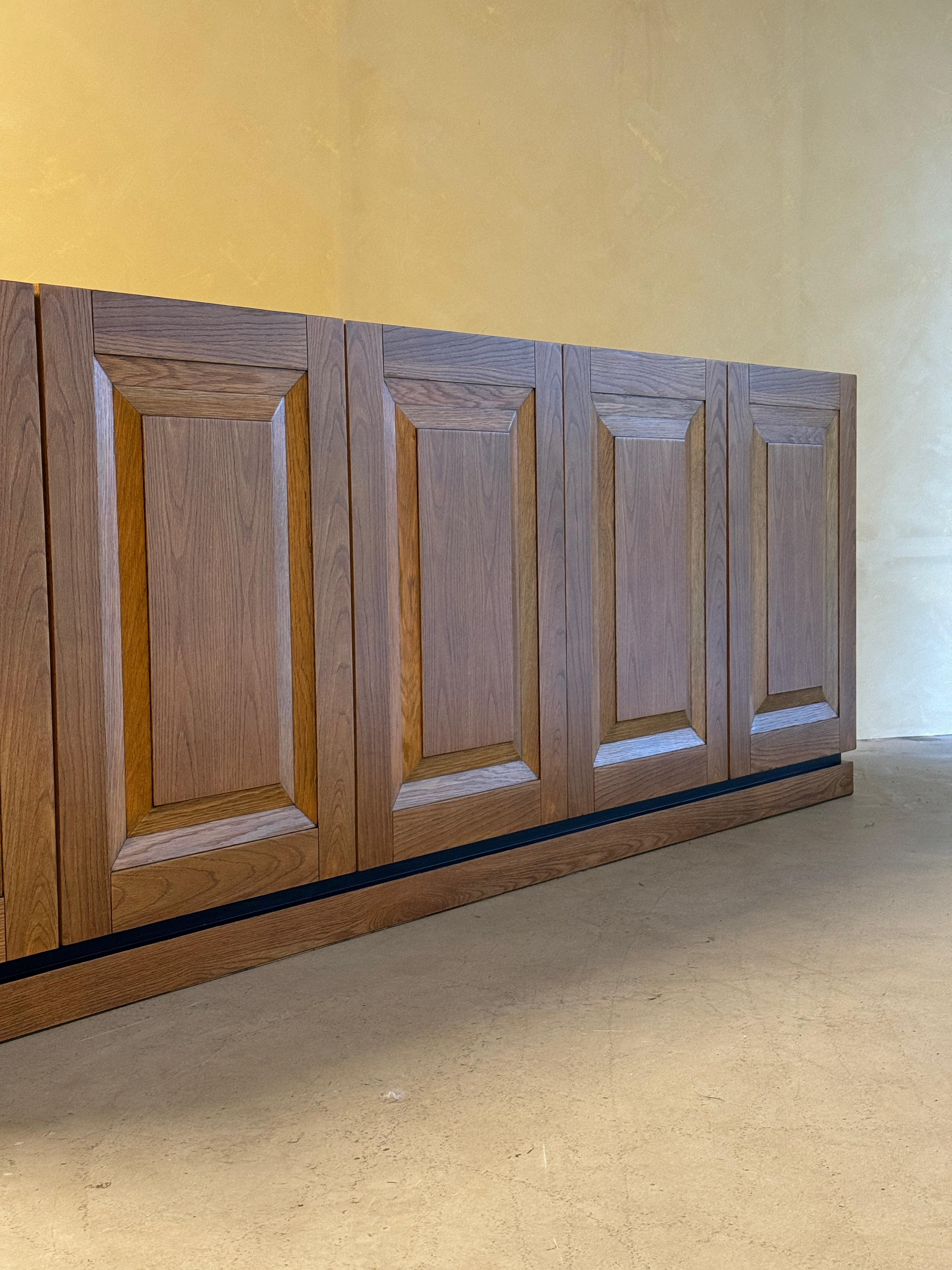 Large Oak Brutalist Credenza For Sale 8