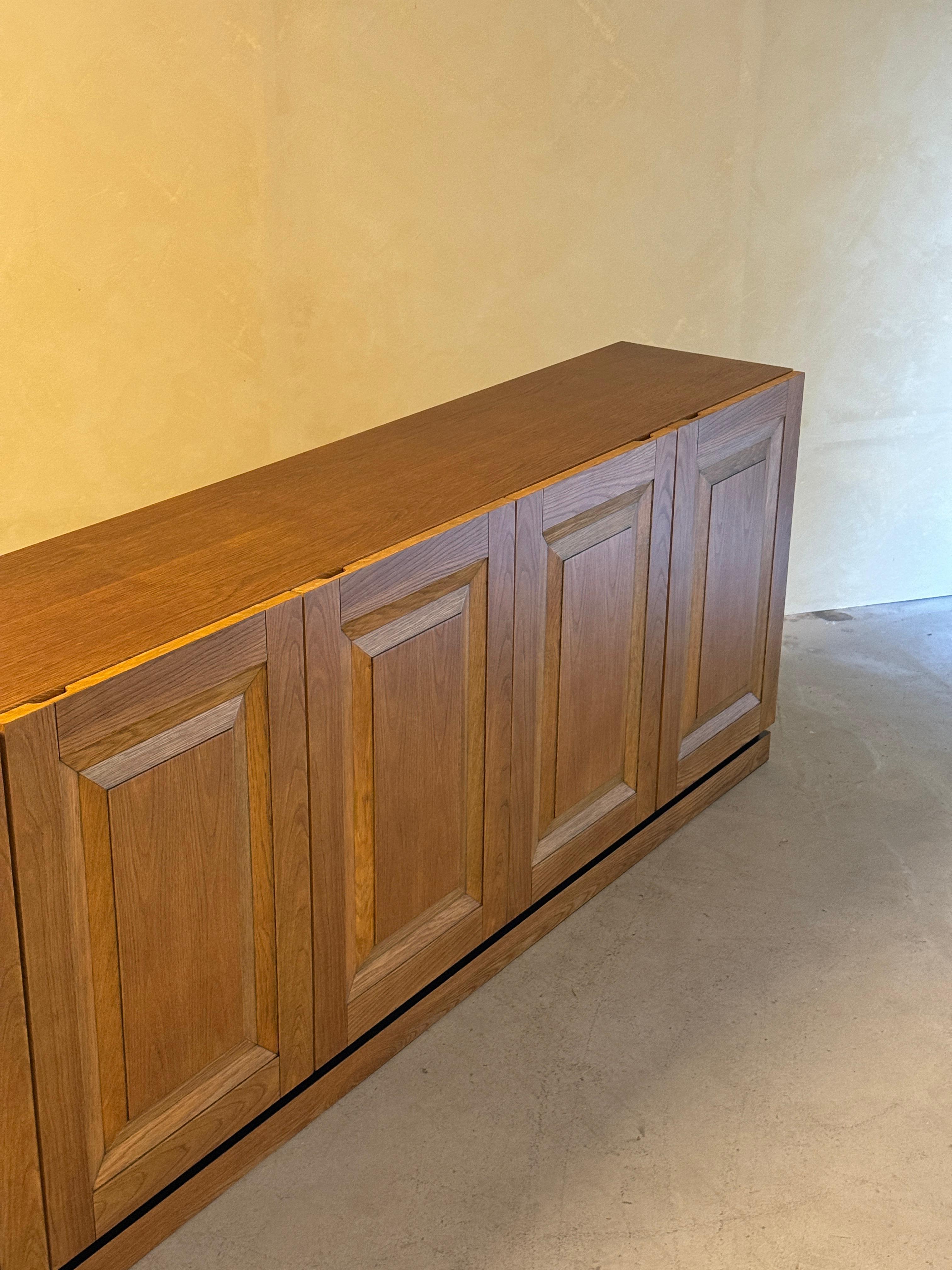 Large Oak Brutalist Credenza For Sale 9