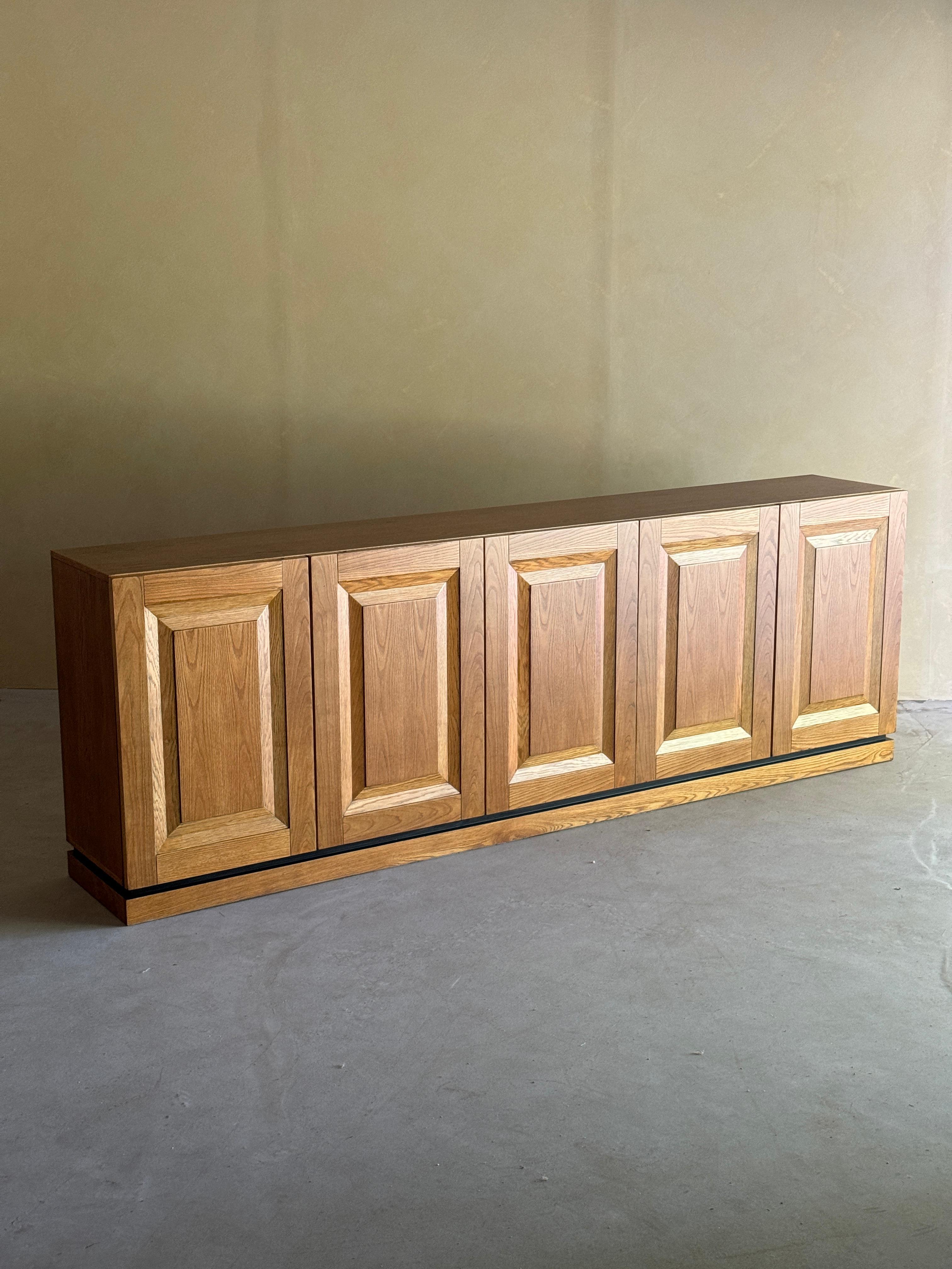 Large Oak Brutalist Credenza For Sale 11