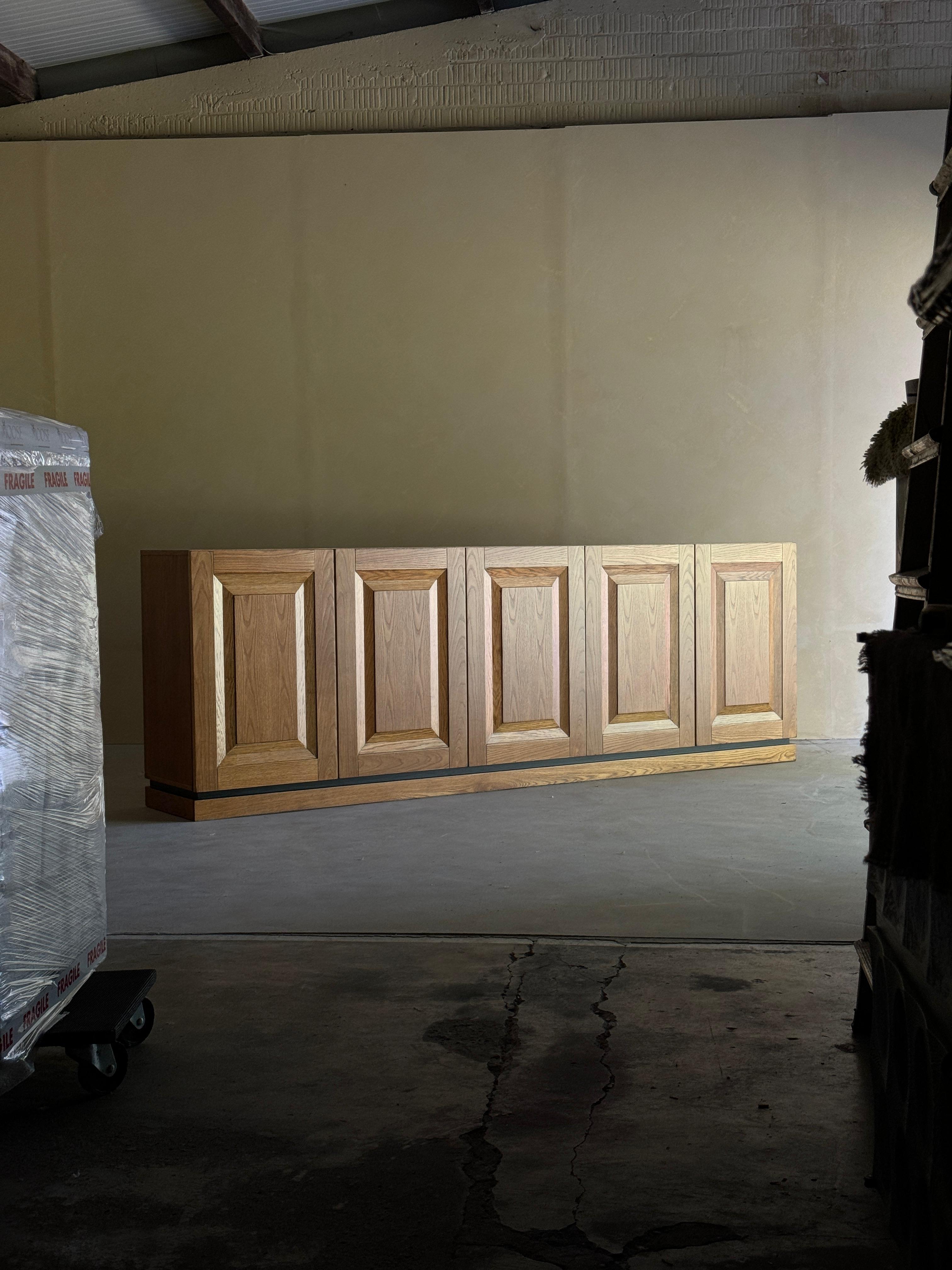 Large Oak Brutalist Credenza For Sale 12