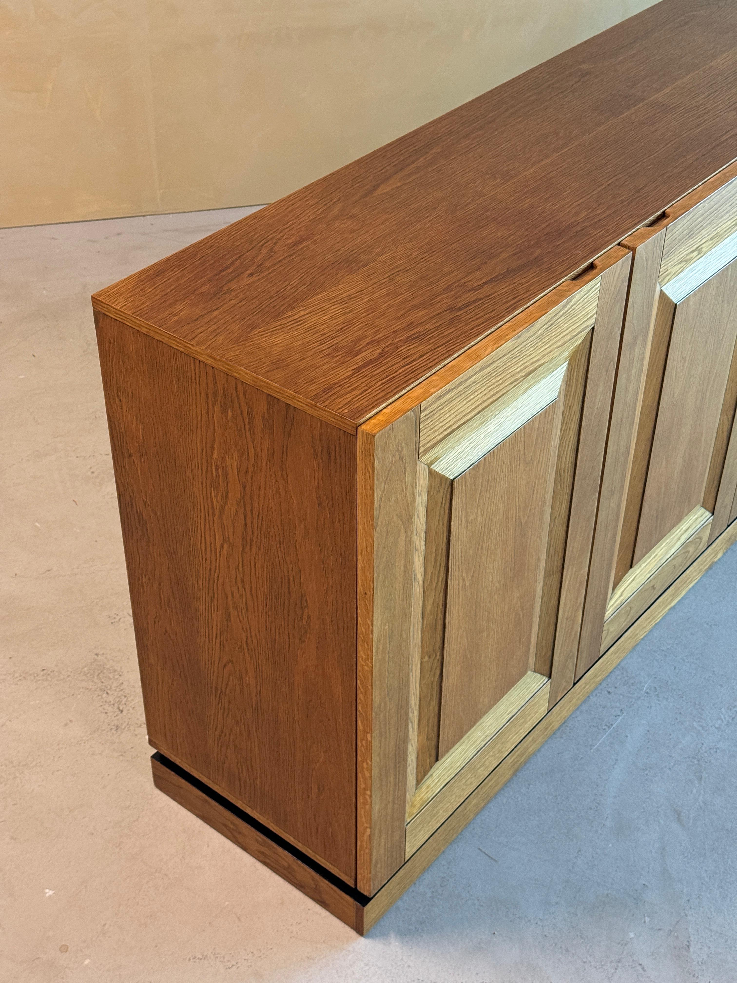 Large Oak Brutalist Credenza For Sale 13