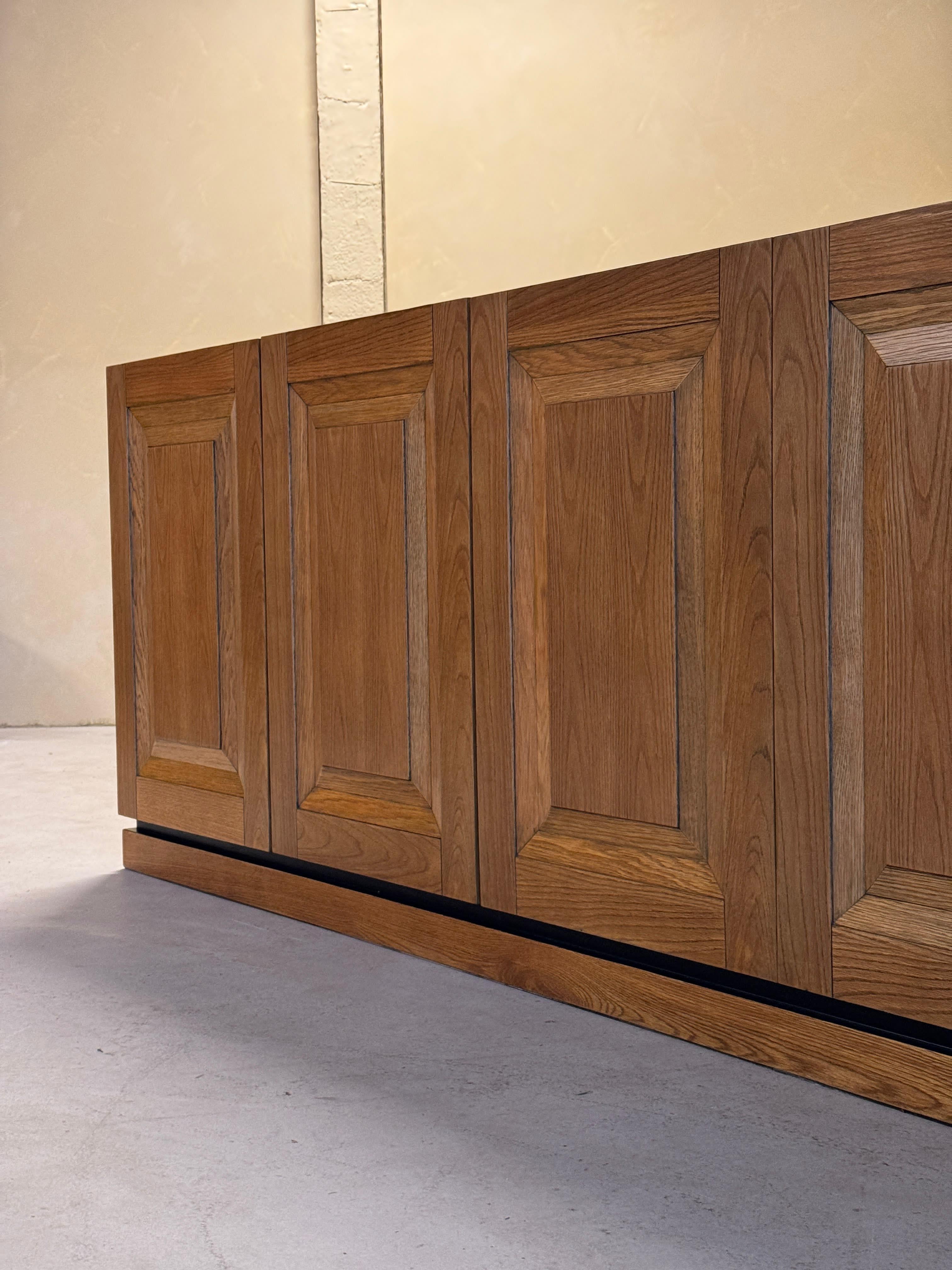Belgian Large Oak Brutalist Credenza For Sale