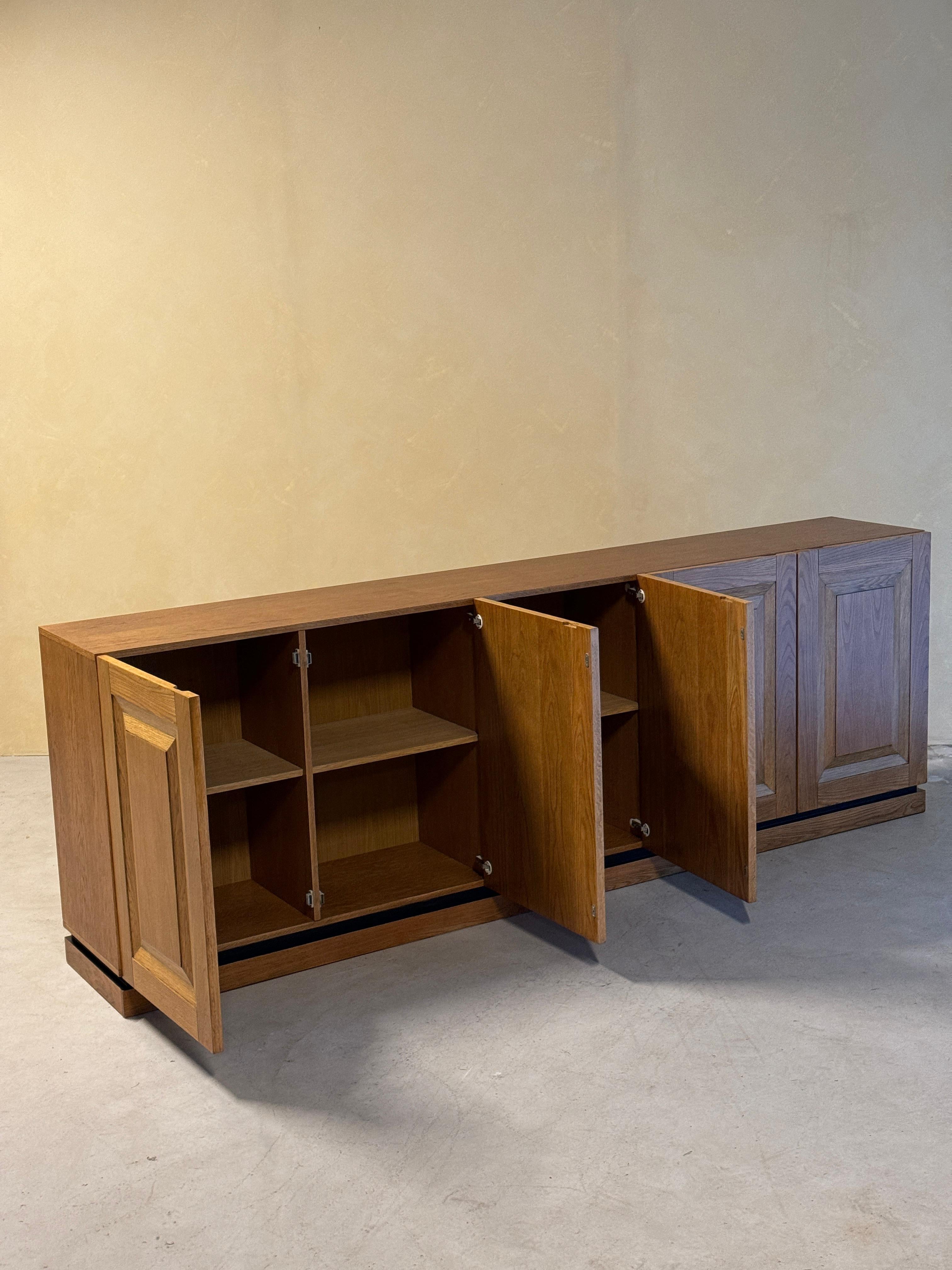 Late 20th Century Large Oak Brutalist Credenza For Sale