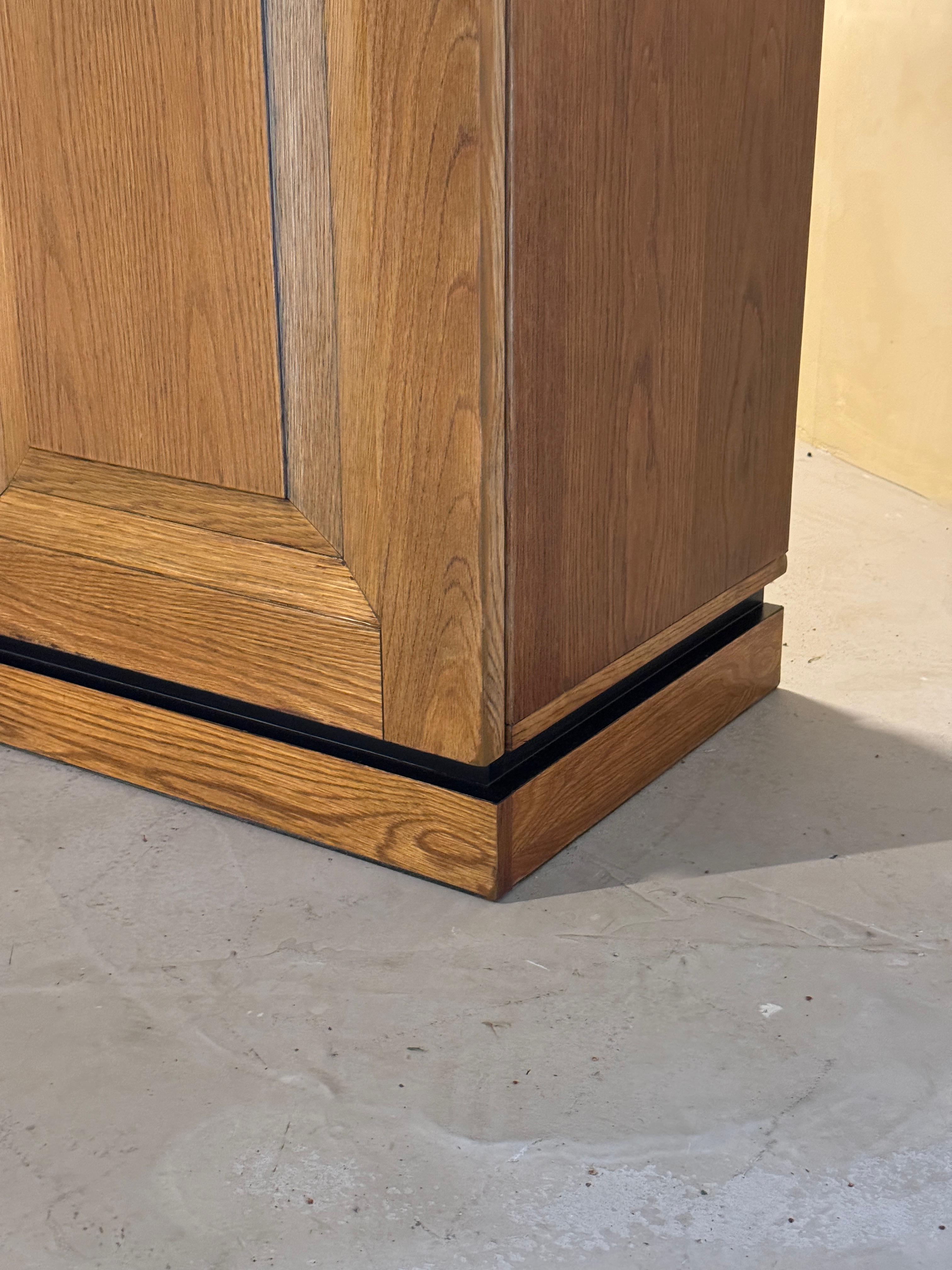 Large Oak Brutalist Credenza For Sale 4