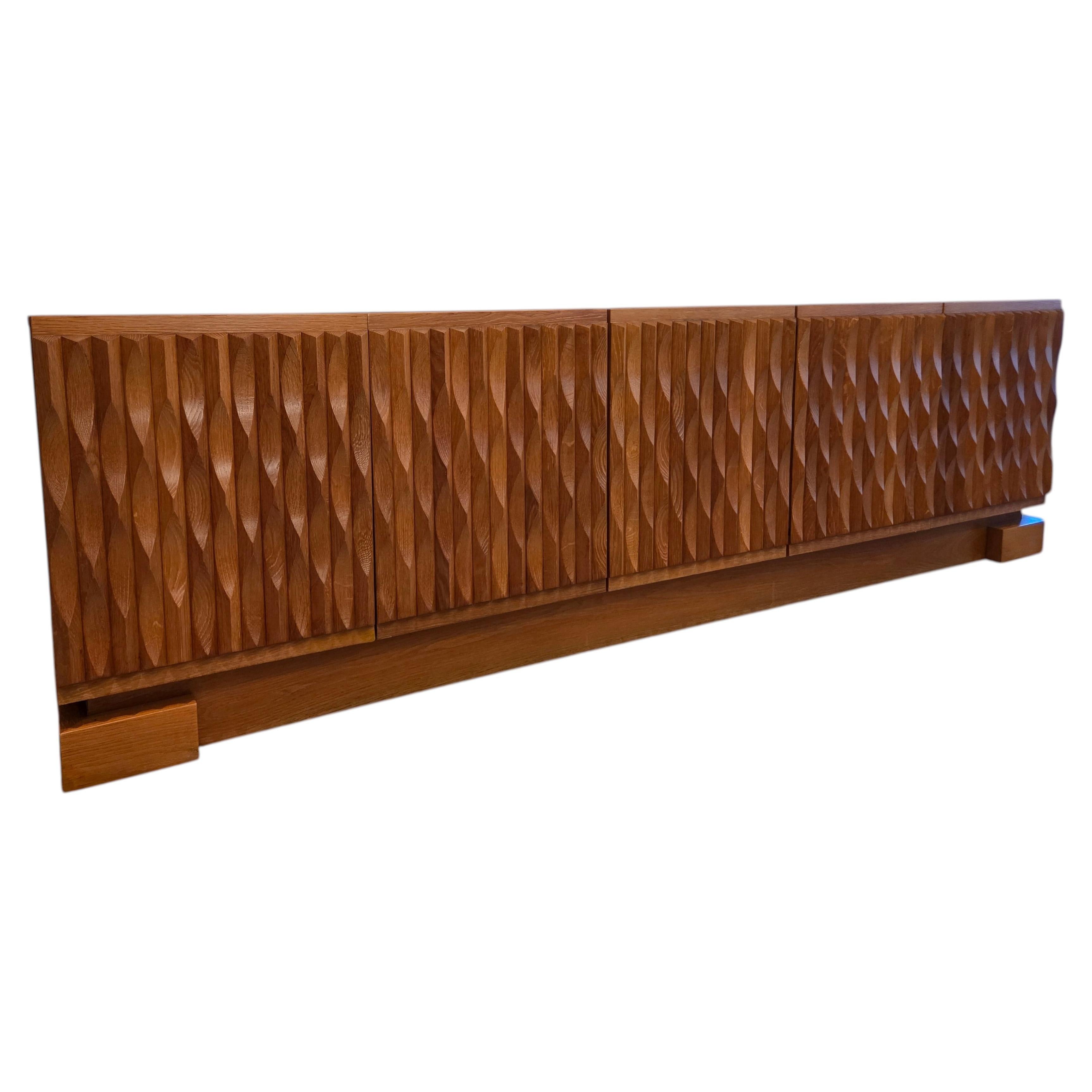 Large Oak Brutalist Sideboard from "Aurora"