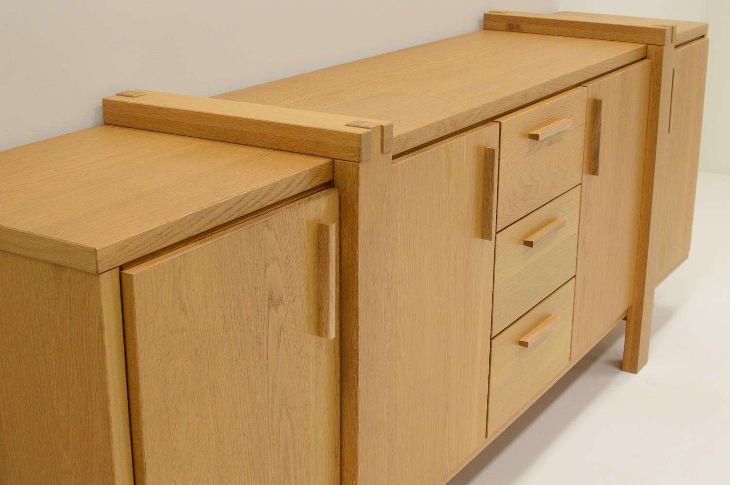 20th Century Large oak brutalist style sideboard, Belgium. For Sale