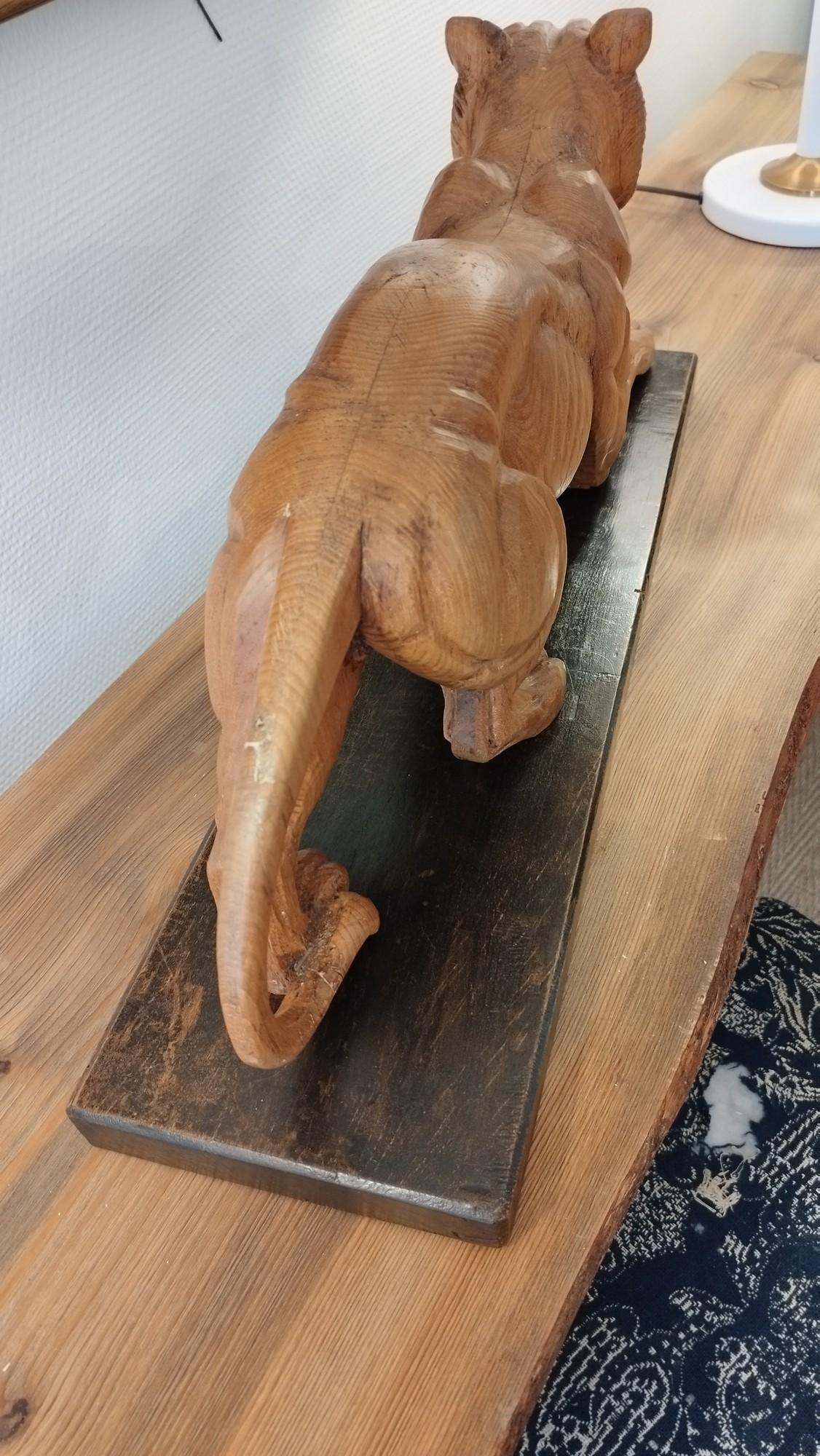 French Large oak carved lioness For Sale