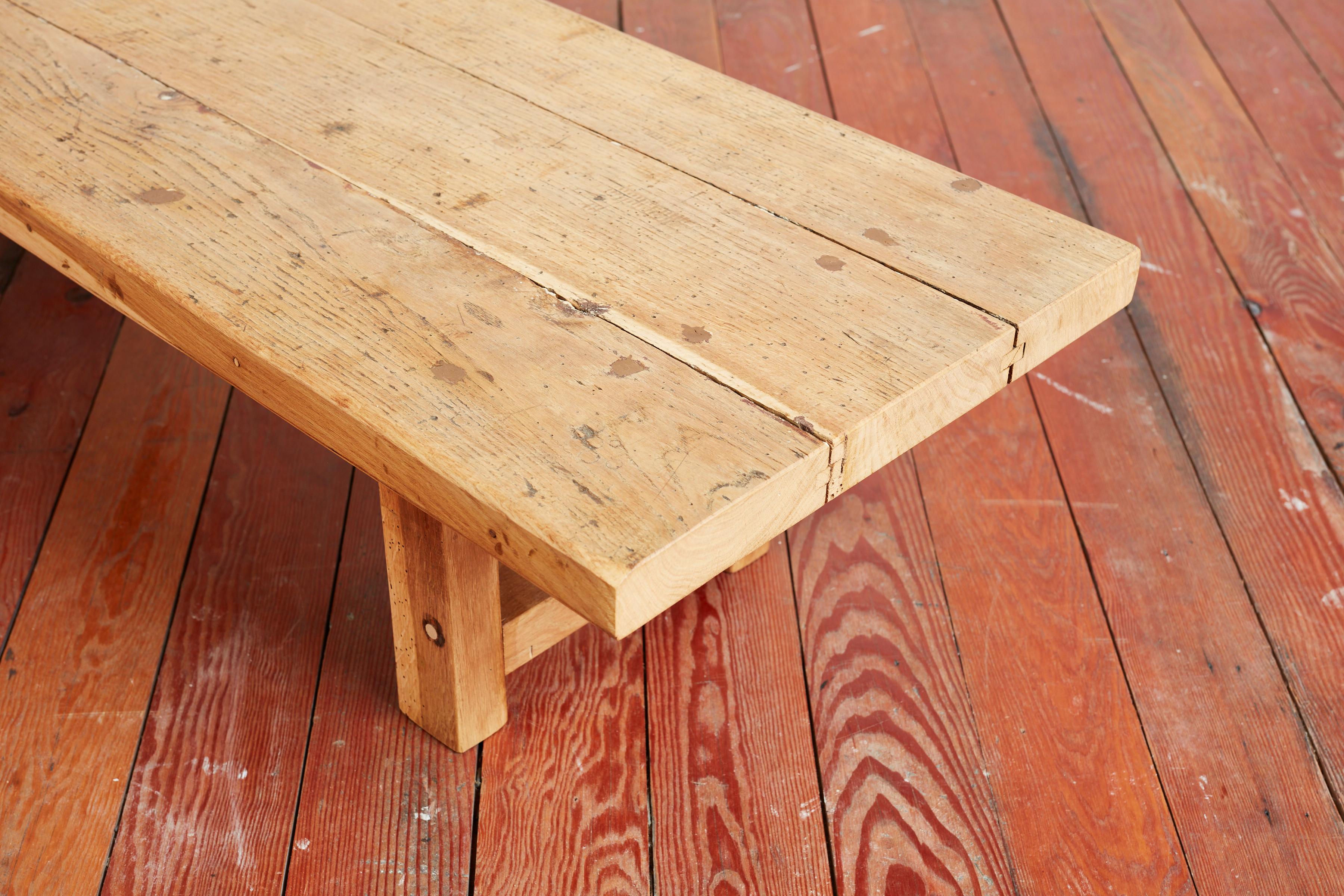 Large Oak Coffee Table Bench, France, 1950s For Sale 10