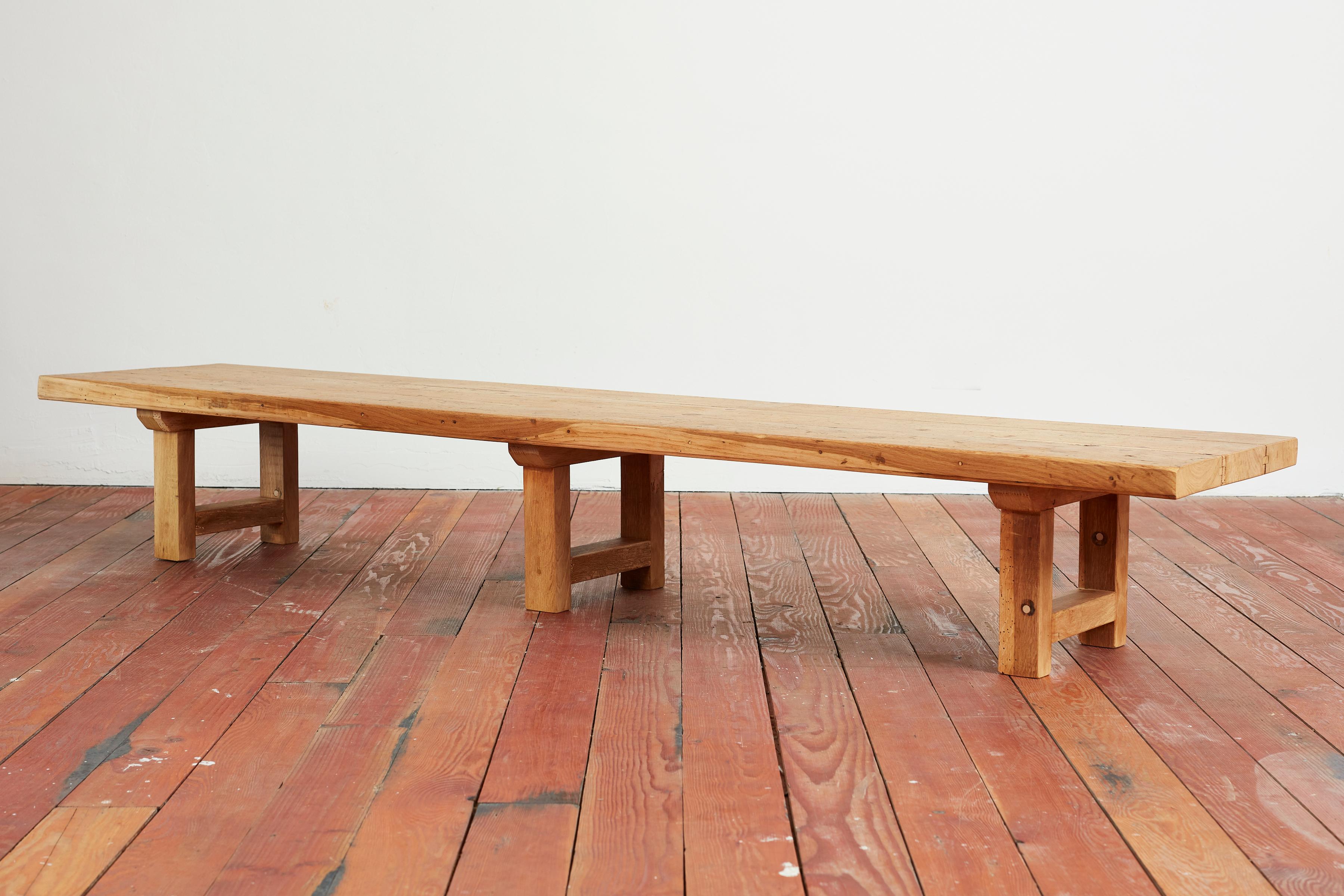 Fantastic old oak Bench - France, circa 1950s
Simple shape and large in scale 
Dovetail joinery - extremely well made.