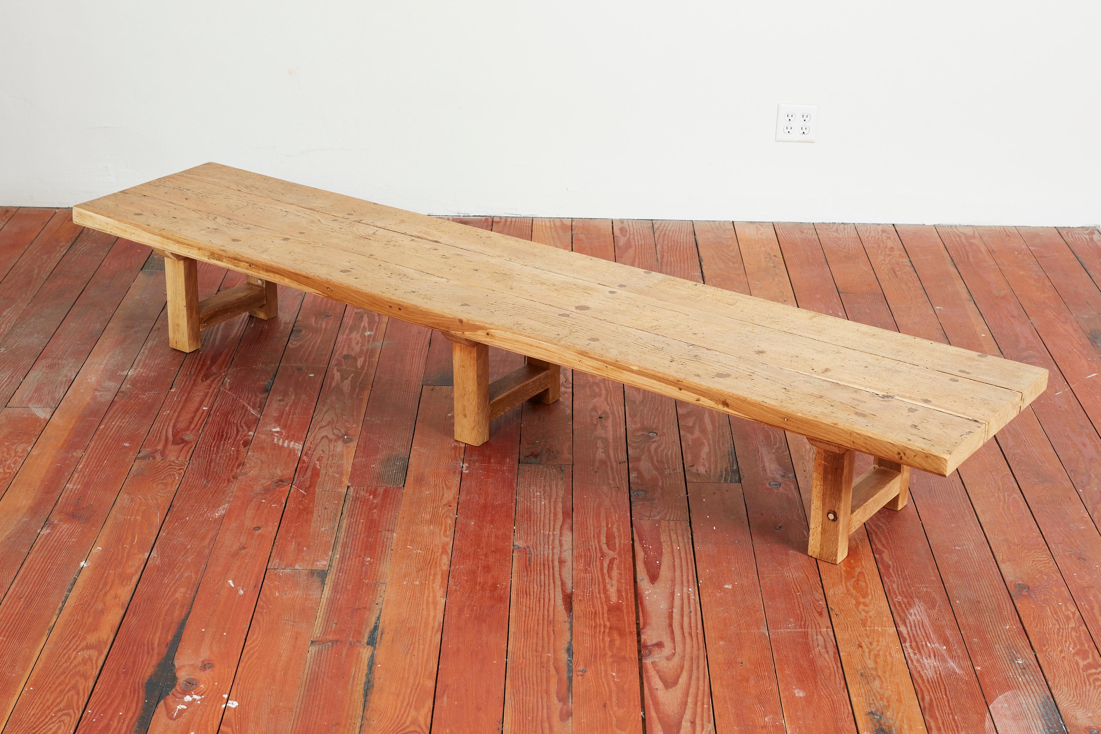 French Large Oak Coffee Table Bench, France, 1950s For Sale