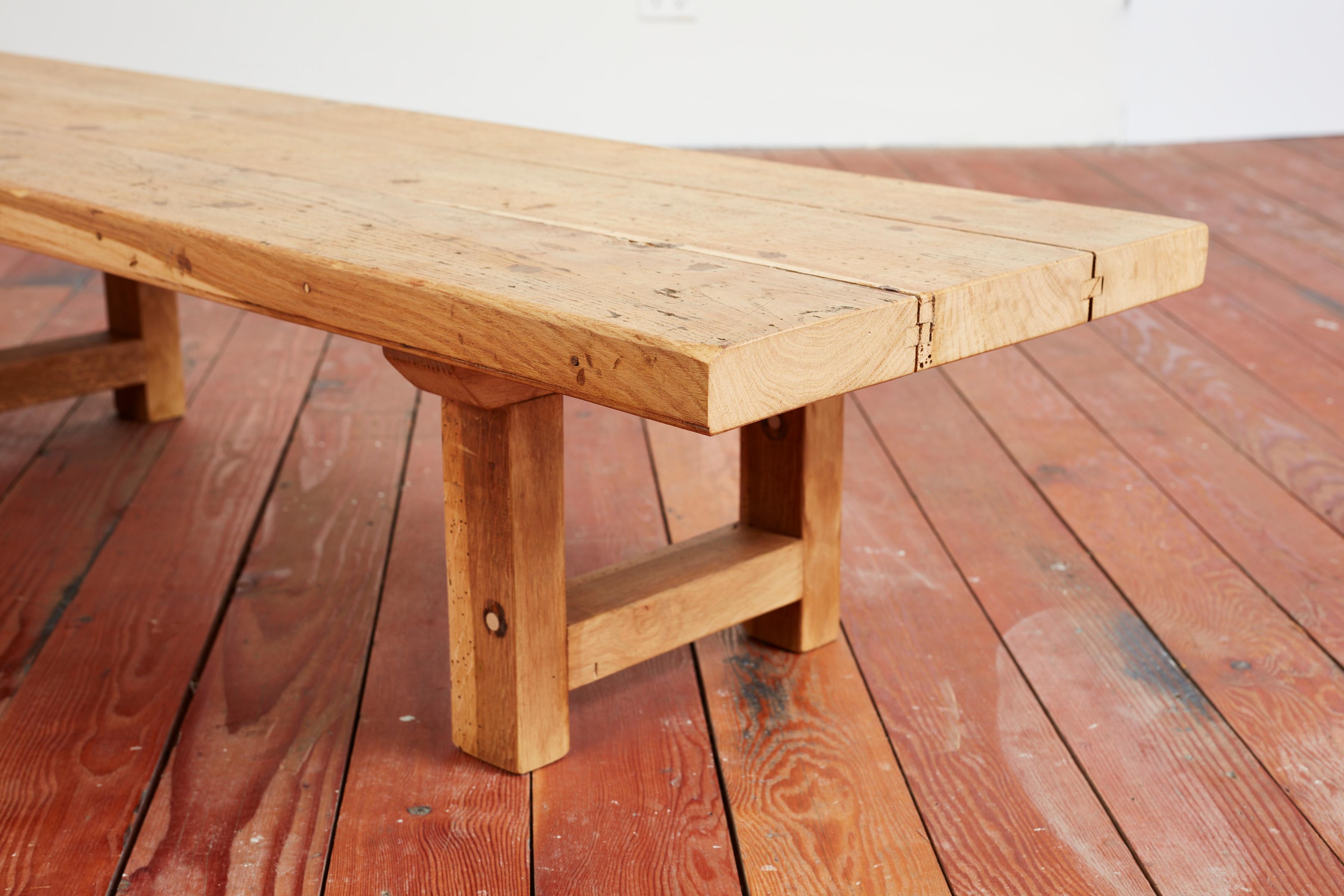 Mid-20th Century Large Oak Coffee Table Bench, France, 1950s For Sale