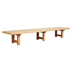 Gran banco de mesa de centro de roble - Francia, años 50