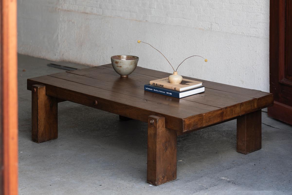Large Oak Coffee Table, Dutch Design, 1970s For Sale 6