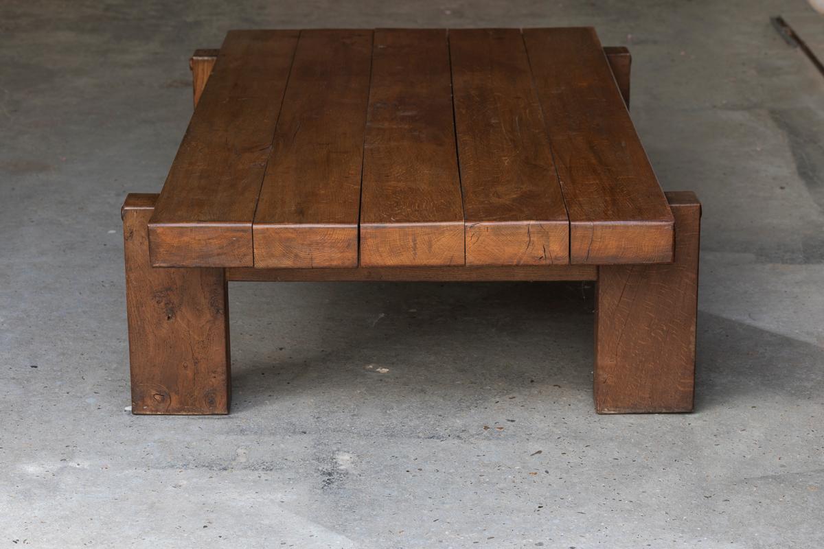 Large Oak Coffee Table, Dutch Design, 1970s For Sale 12