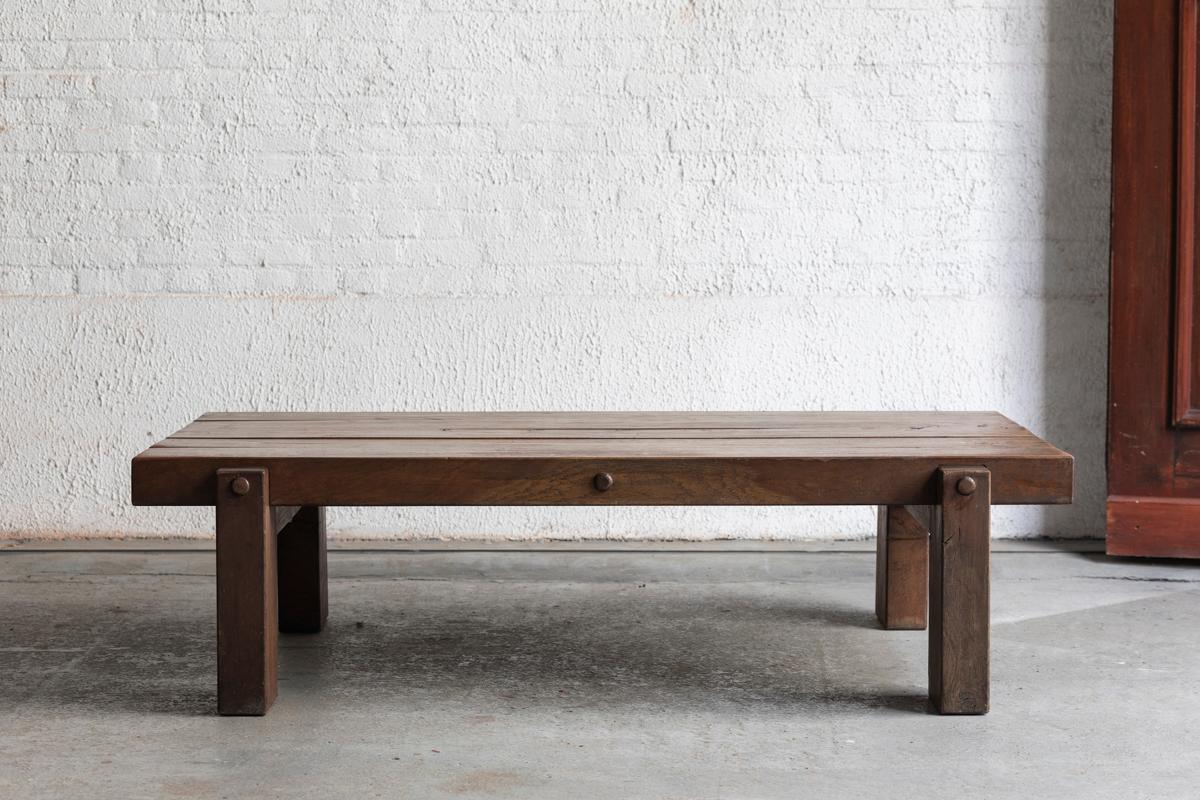 Large Oak Coffee Table, Dutch Design, 1970s For Sale 4