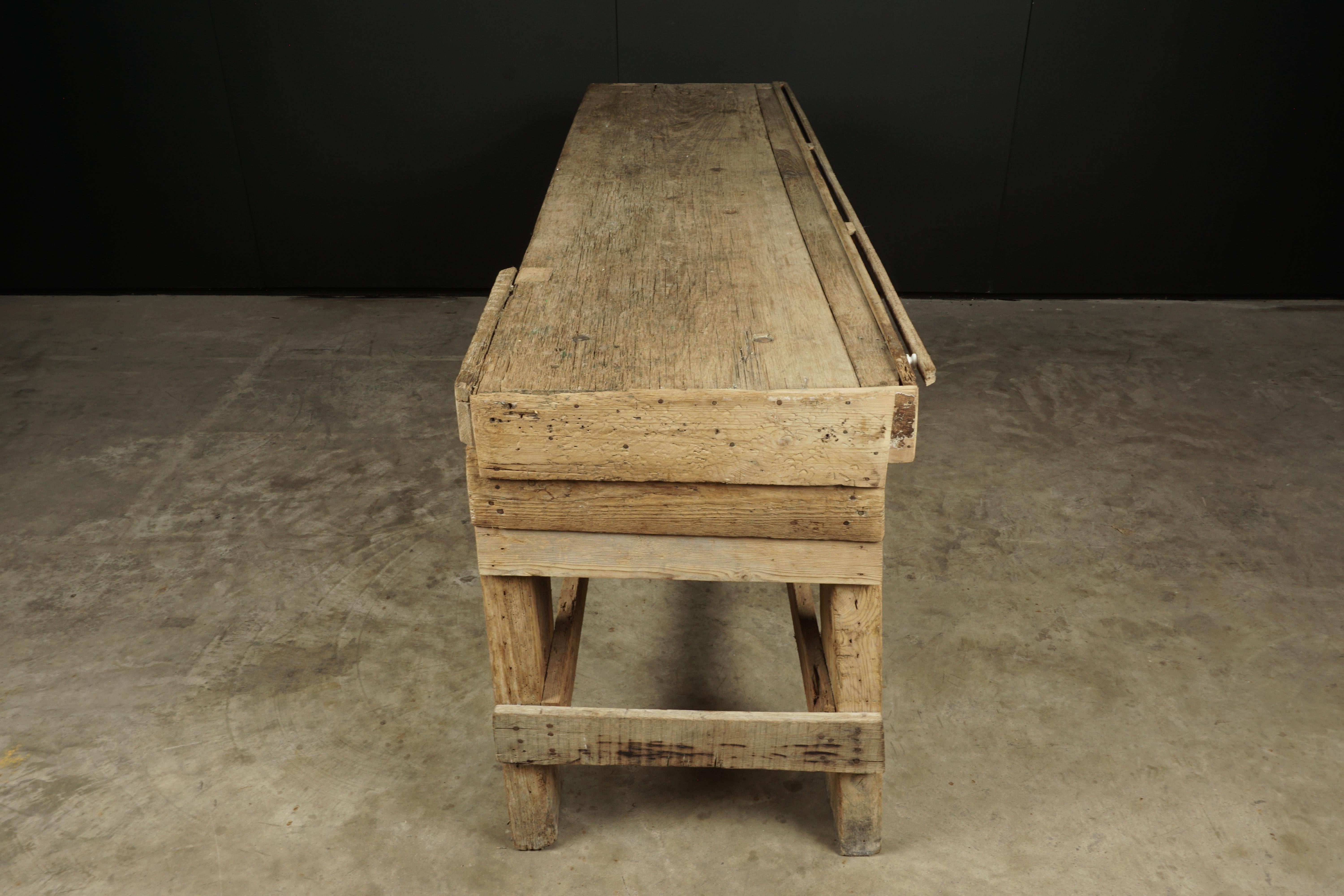 Mid-20th Century Large Solid Oak Console from France, circa 1950