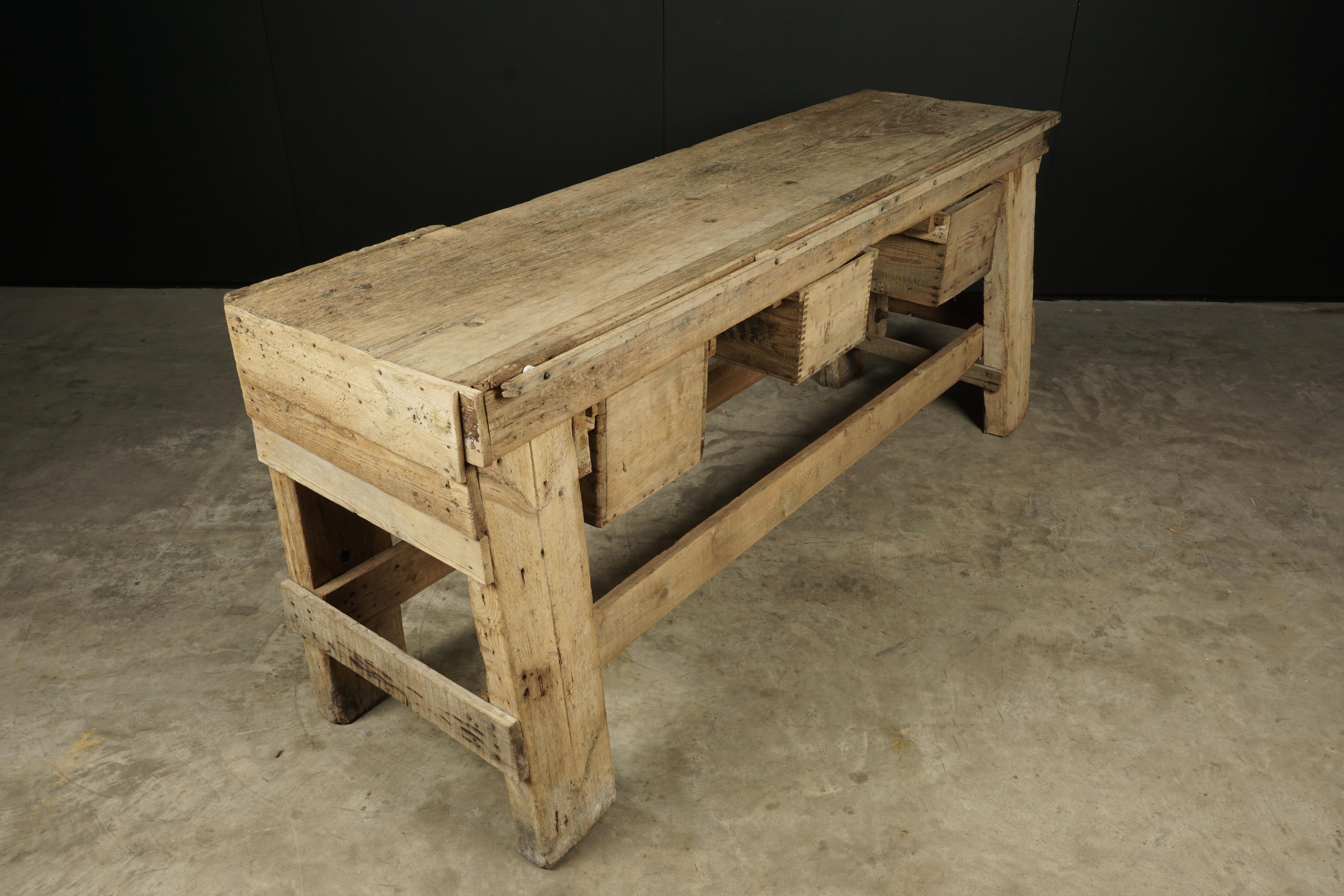 Large Solid Oak Console from France, circa 1950 1