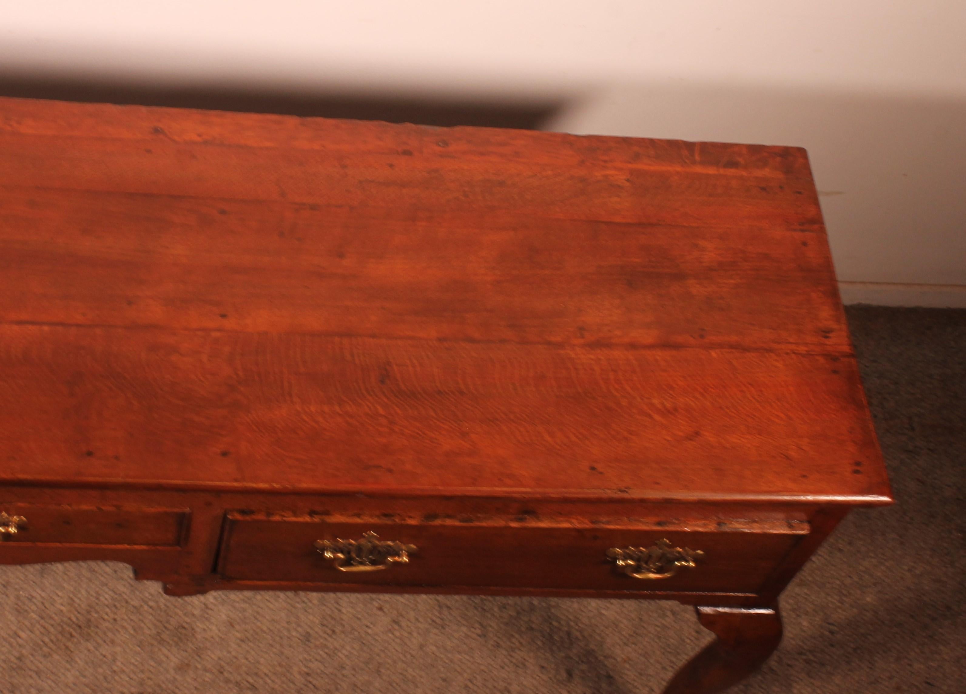 Consola o cómoda grande de roble con tres cajones - Siglo XVIII en venta 5