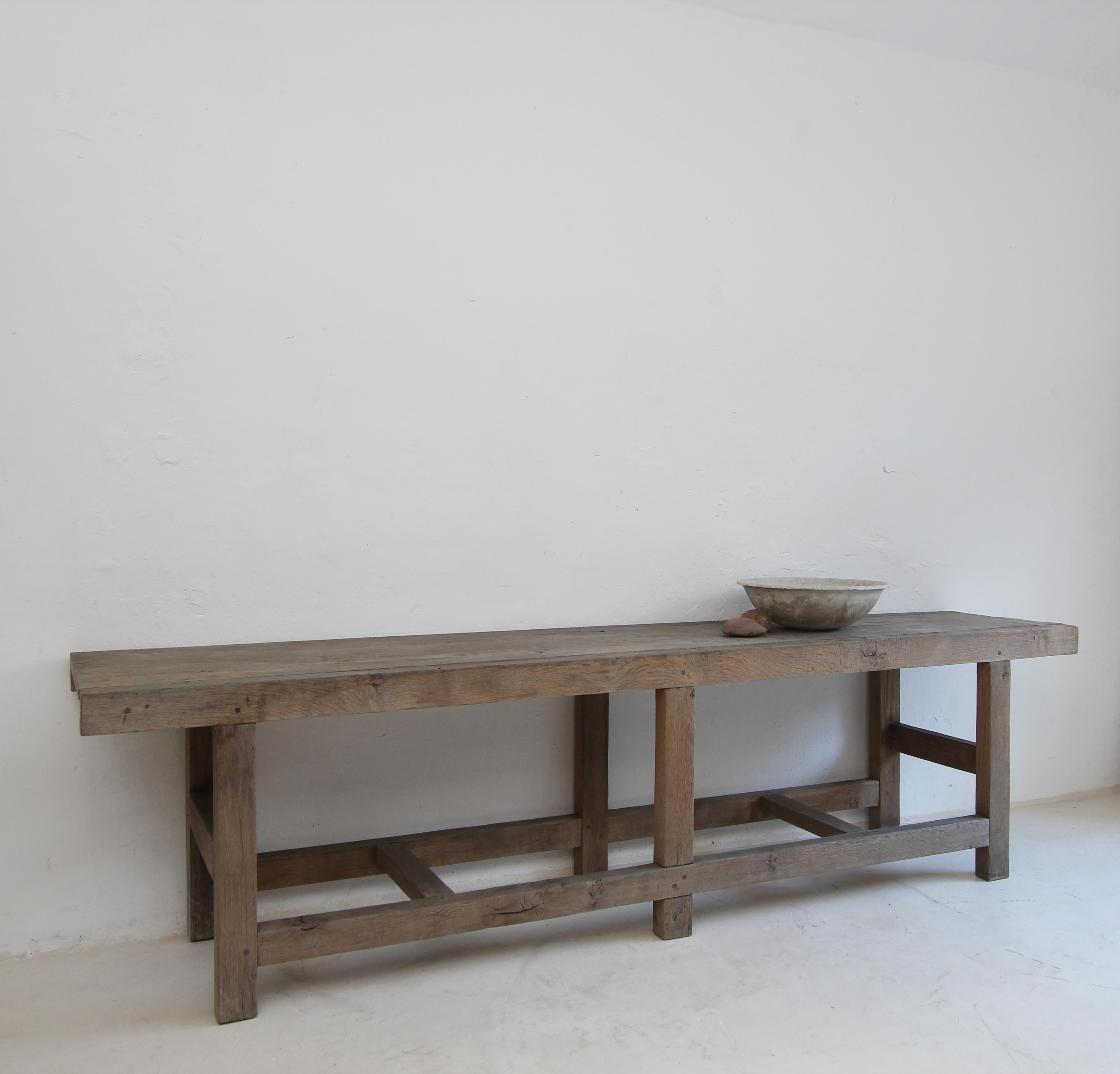 European Large Oak Console Table For Sale