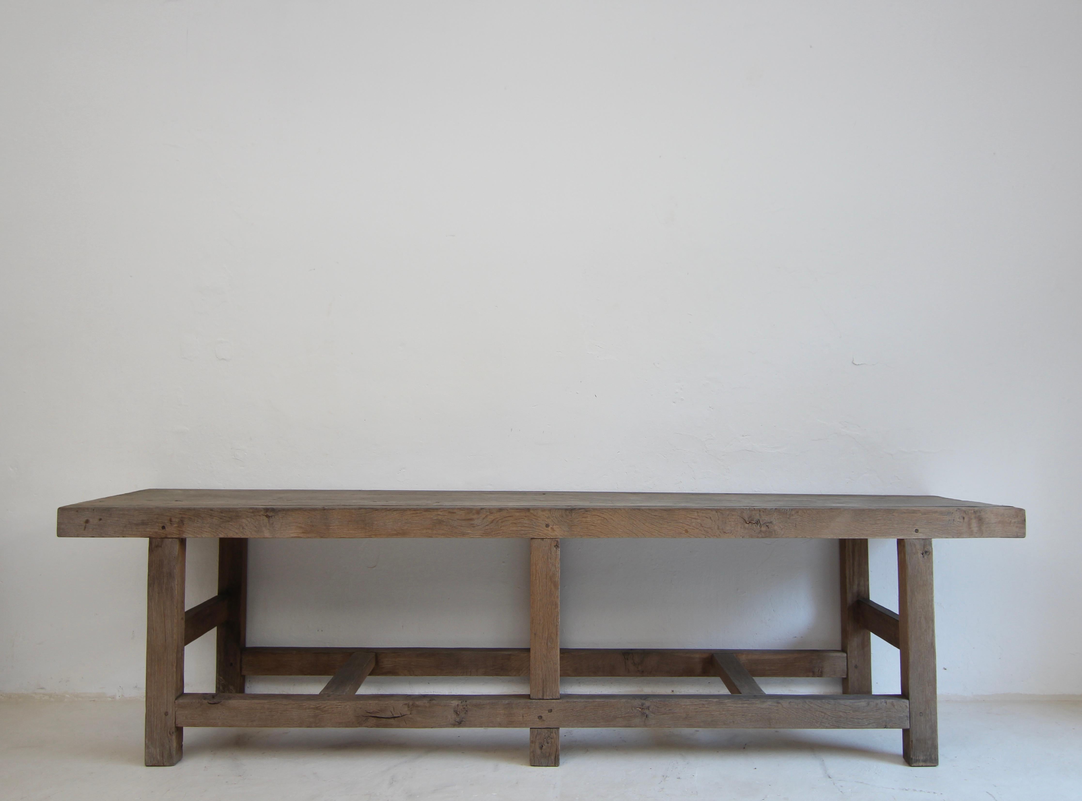 Contemporary Large Oak Console Table For Sale