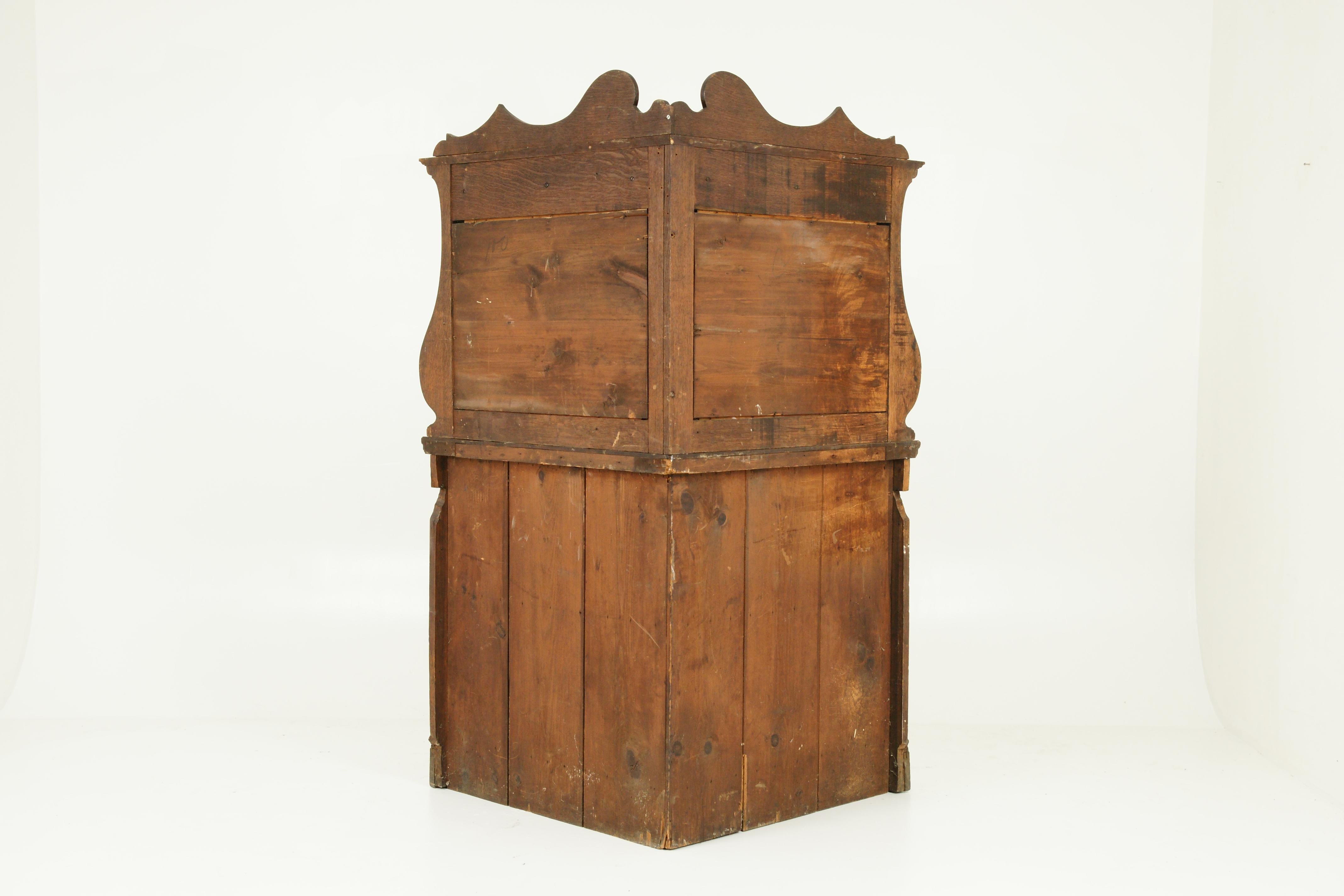 Antique Corner Cabinet, Mirror Back Oak Cabinet, Entryway,  Scotland 1900, H050 For Sale 2
