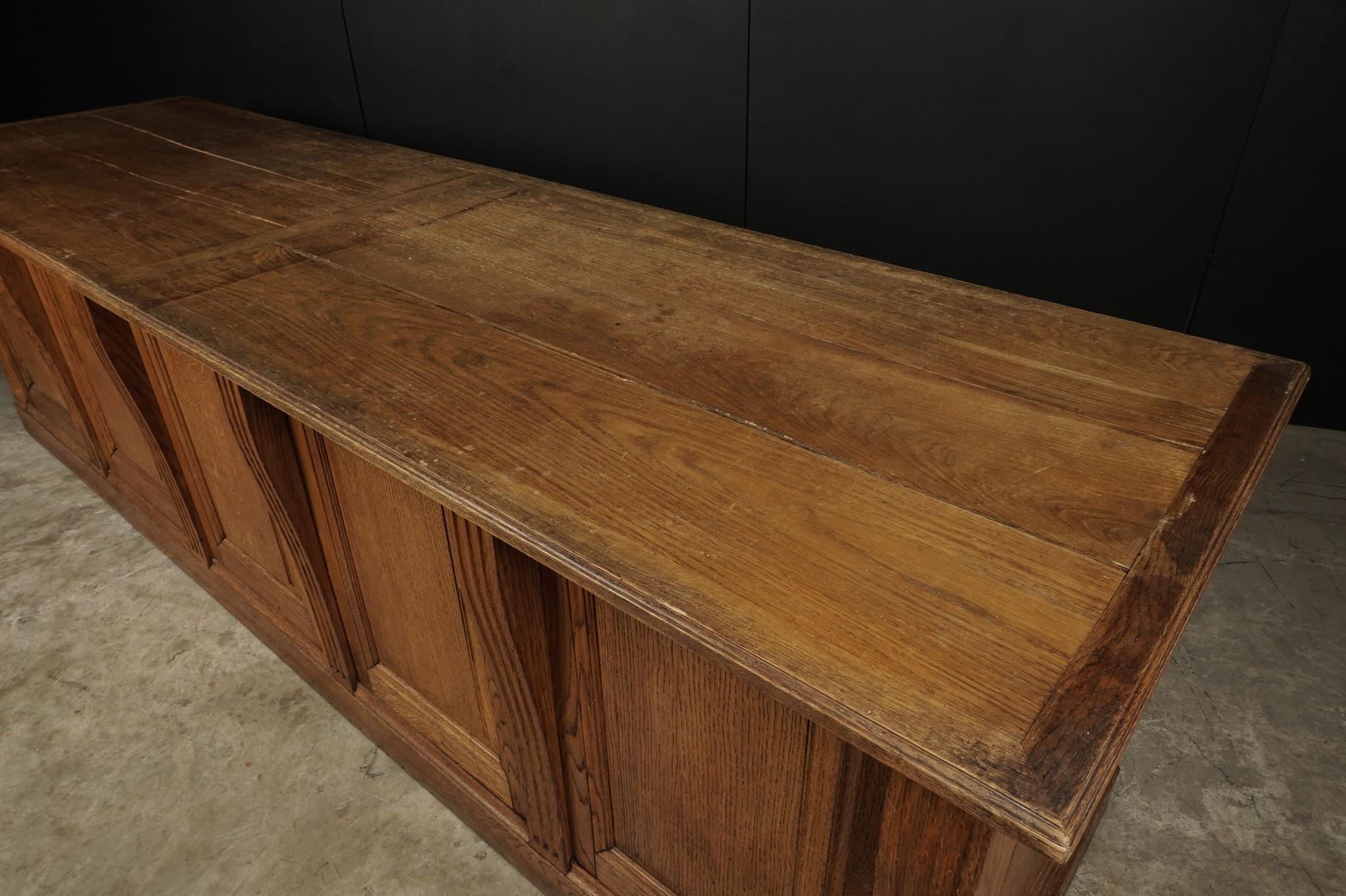 Mid-20th Century Large Oak Counter with Drawers from France, circa 1930